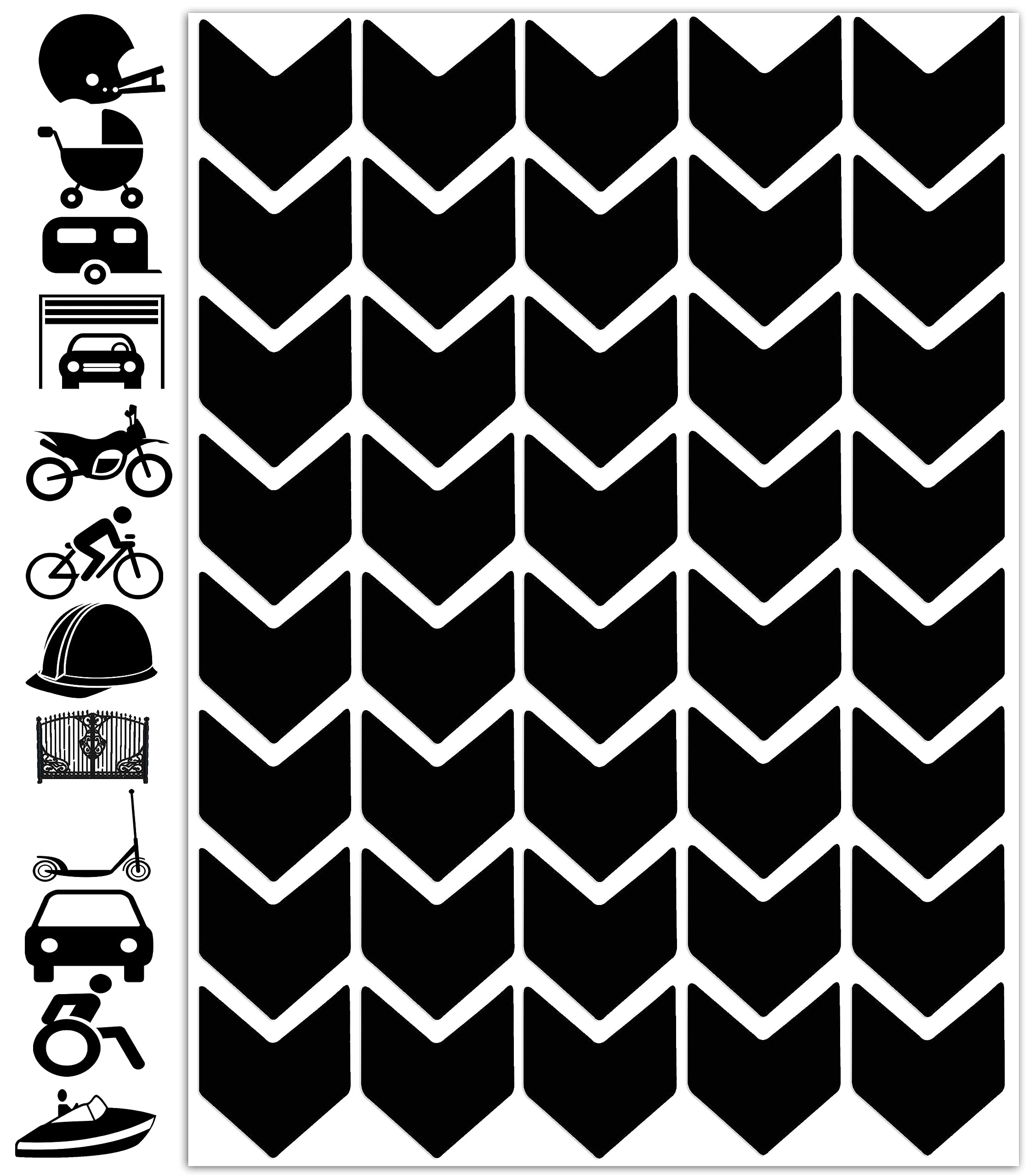 Biomar Labs Black Reflective Stickers Set – Self Adhesive Helmet Bike Car Decals, Waterproof and UV Resistant — image 1