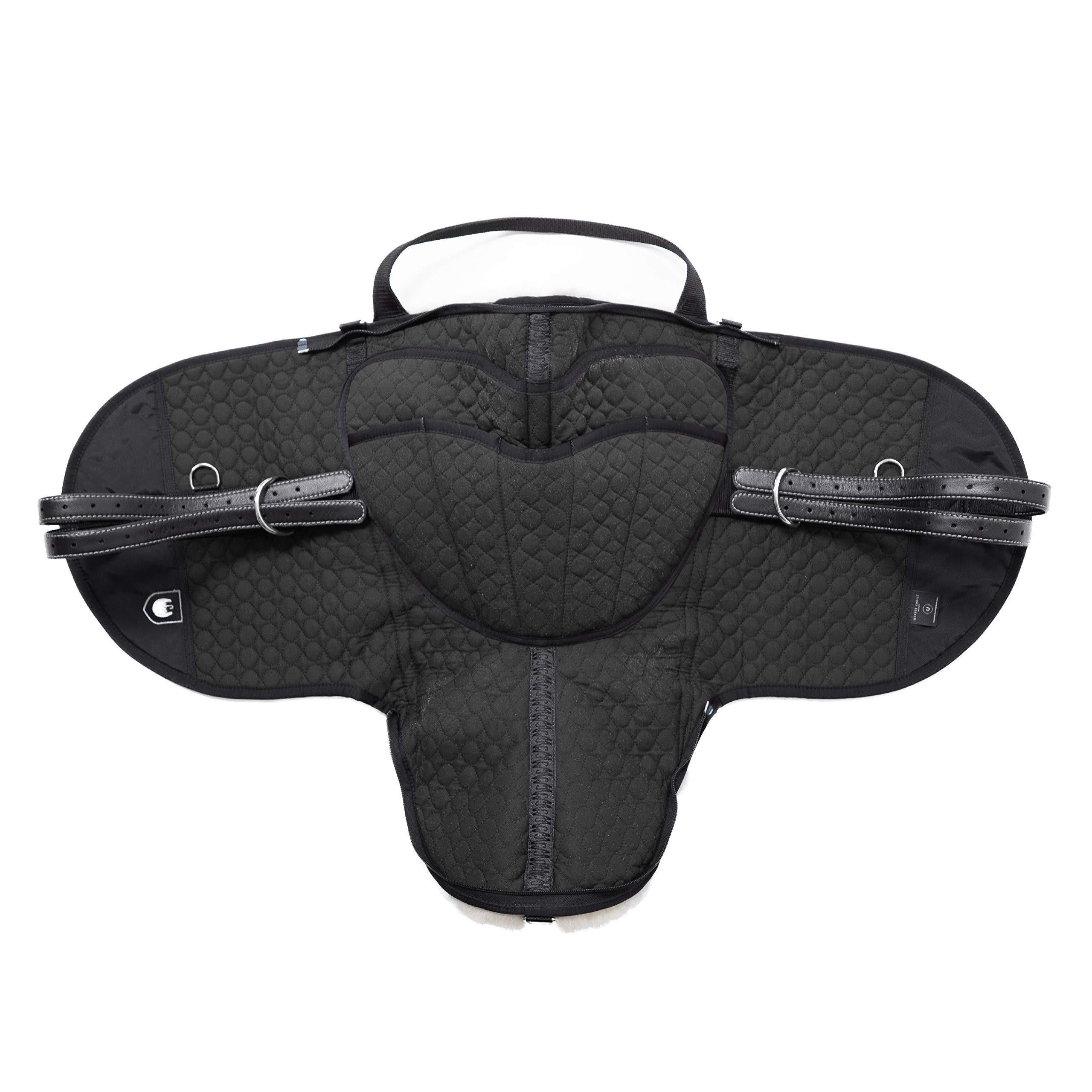 CHRIST Montura Inglesa para Caballo Fellsattel Premium Plus XH (Cruz Alta) Bareback-Pad/Silla de Montar de Piel de Cordero, Tallas Pony y Media-Sangre, Natural, Antracita, marrón