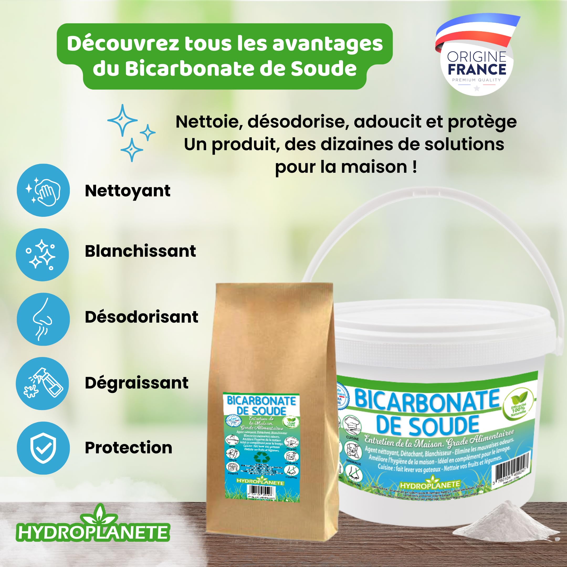 Bicarbonato Sódico Multiusos 100% Natural Sin Aditivos 1kg a 20kg Hydroplanete
