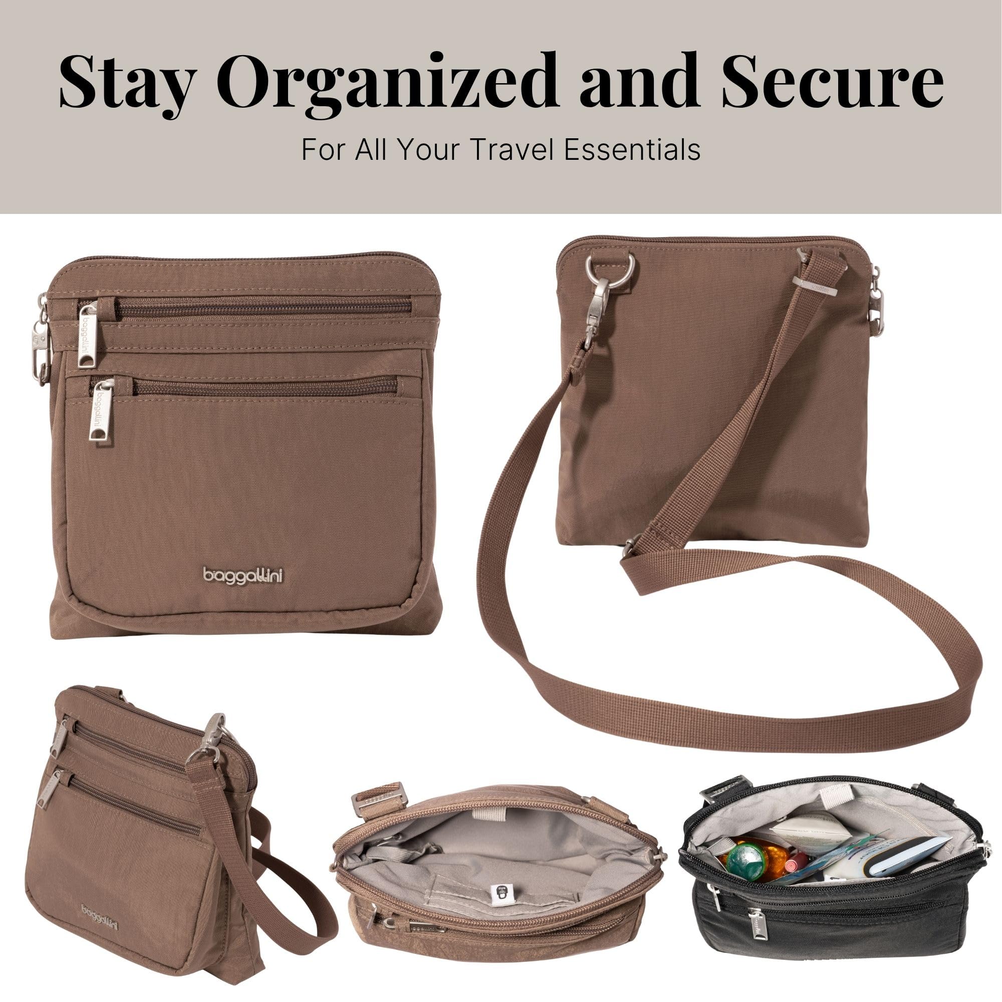 Baggallini Theft Large Crossbody, Securtex-Body Anti-furto, Misura Grande Donna