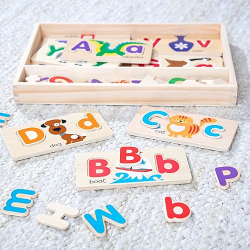 Miniatura 9 de Tarjetas con imágenes del abecedario Melissa & Doug juguete educativo con 13 tablas de madera de doble cara y 52 letras
