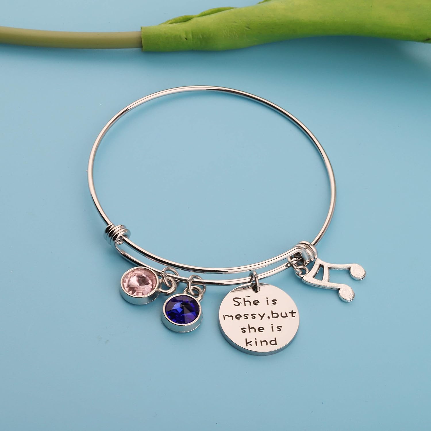 AKTAP Waitress Musical Inspired Bangle She is Messy But She's Kind Musical Quote Gift (She is Messy Quote Bracelet)