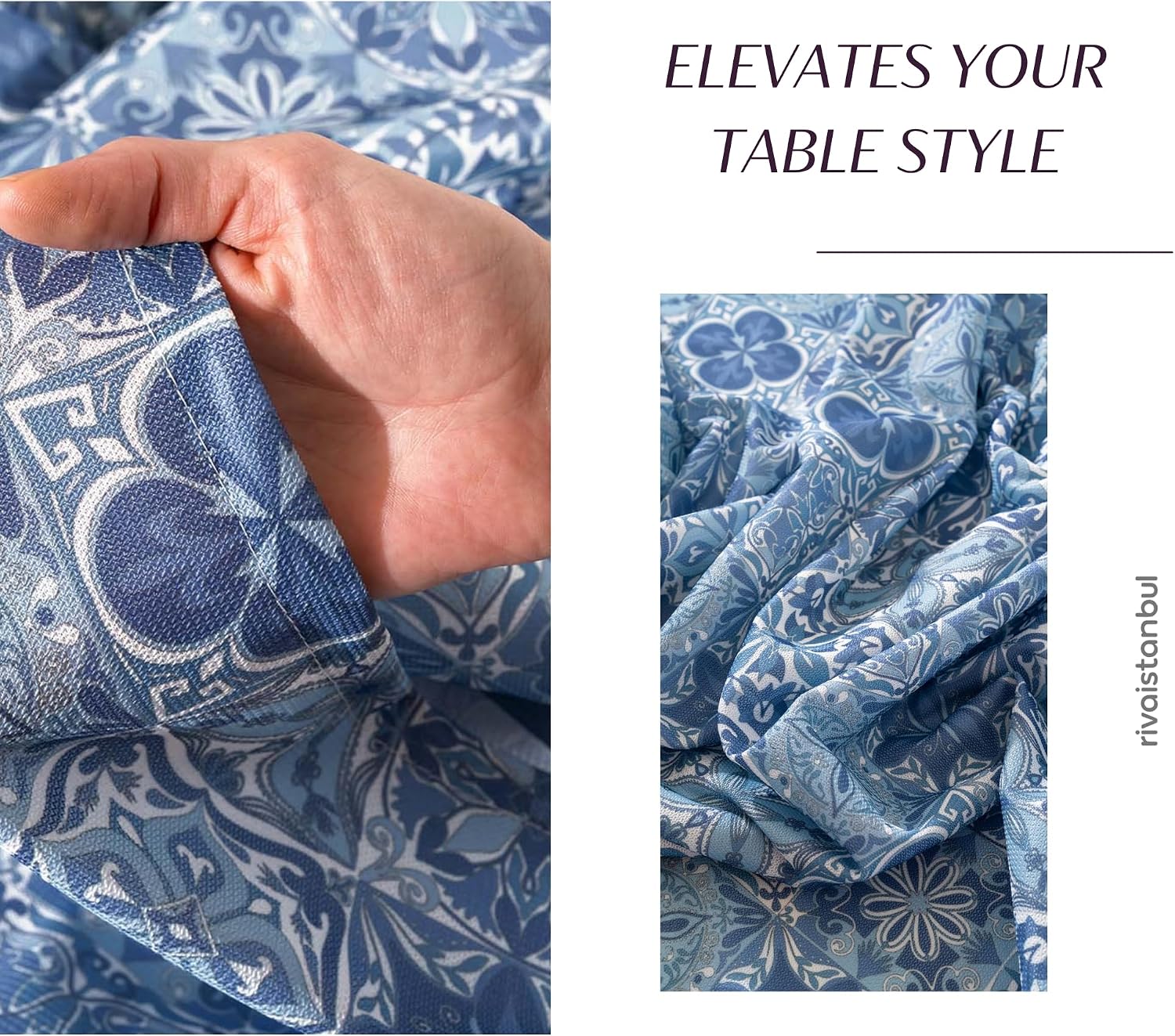 Rectangular & Round Tablecloth for Dining & Picnic | Botanical Print Fabric Table Cover for Indoor Outdoor Tables | Durable Table Cloth for Kitchen, Parties, Holidays & Everyday Use