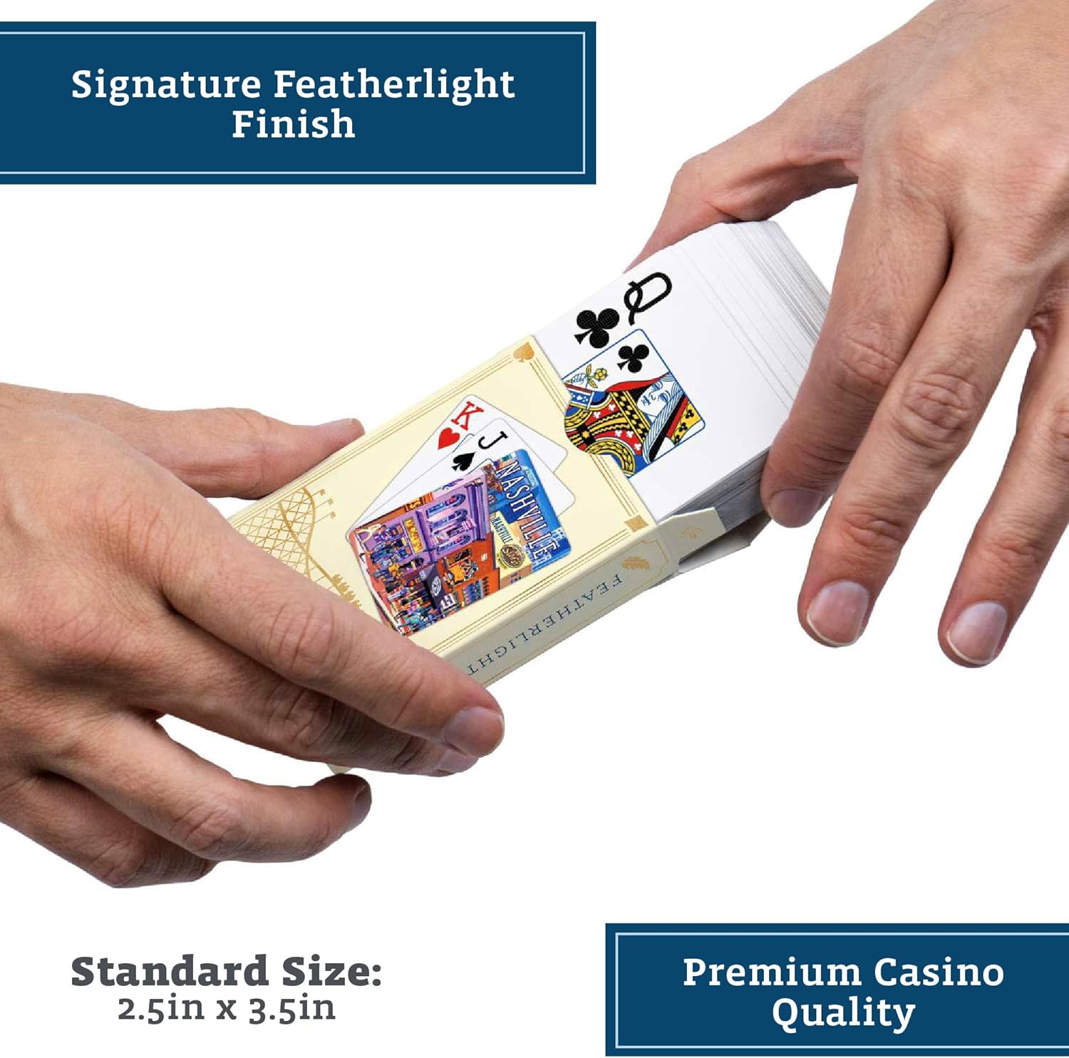 Boardwalk Puzzles Premium Featherlight Unique Playing Cards, Fun Themed Deck for Home and Travel | Nashville Music City