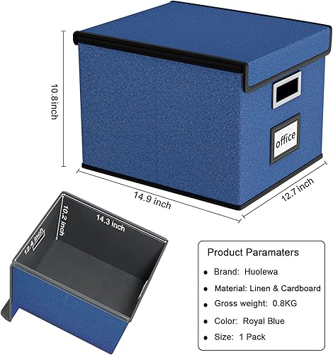 Vista 157 de Huolewa Caja organizadora de archivos con tapa, organizador de carpetas de archivos plegable para almacenamiento de documentos de oficina, caja