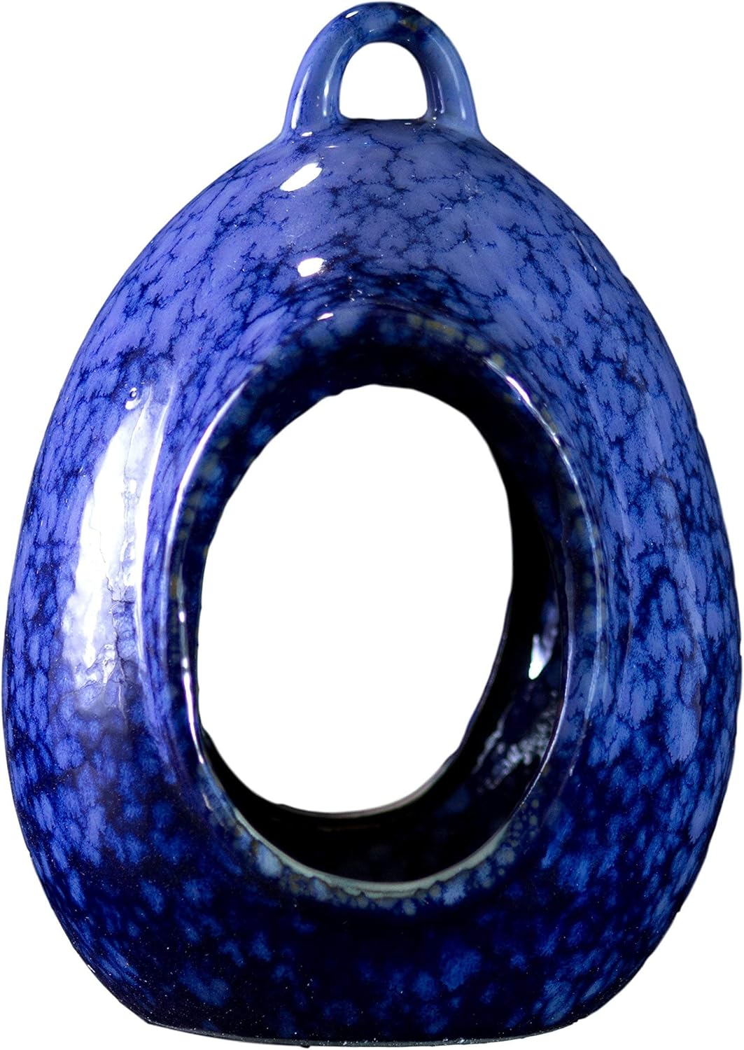 BYER OF MAINE Circle Post Bird Bath Cobalt Blue and Egg Fly Through Bird Feeder Mottled Blue Bundle