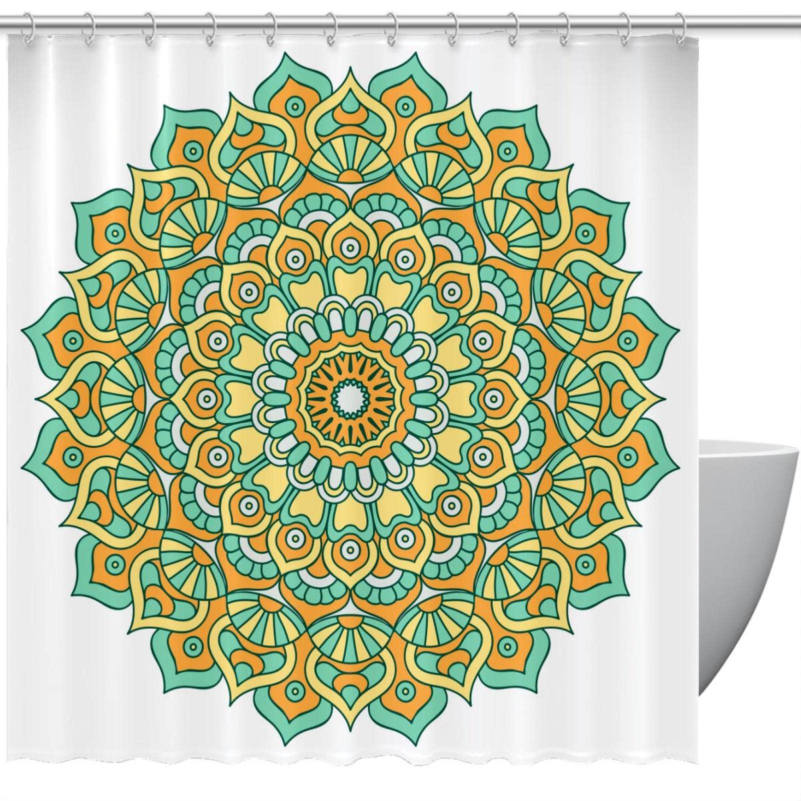 Rideau de douche mandala floral pour créer une ambiance bien-être et spa à la maison