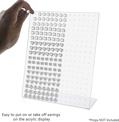 Miniatura 3 de Marketing Holders Soporte de exhibición de aretes, 126 pares de acrílico transparente inclinado para aros, tachuelas o colgantes, ferias de