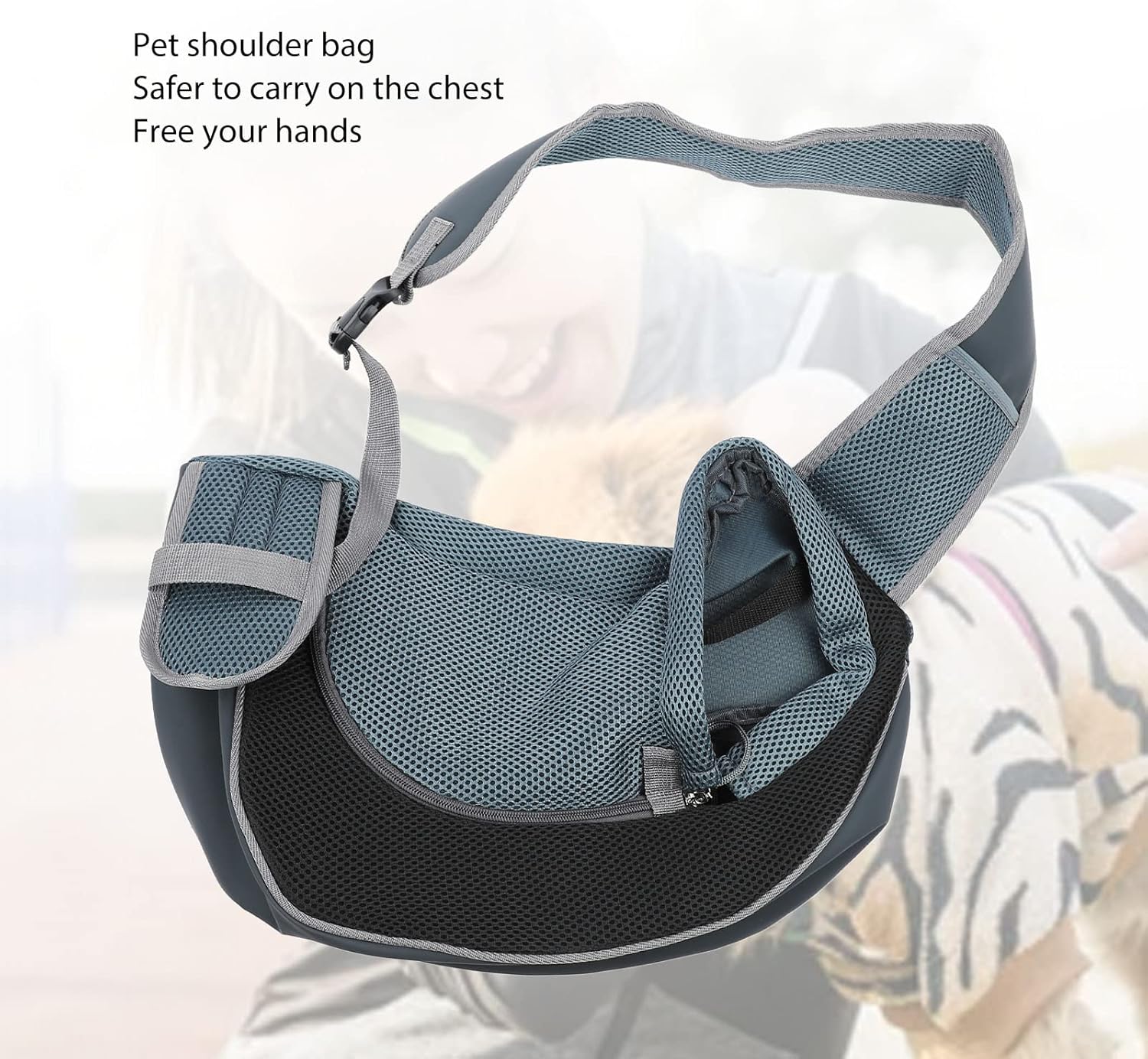 Pet Sling, Pet Dog Sling Carrier Adjustable Dog Satchel Carrier Bag Pet Single Shoulder Bag, Suitable for Puppy, Small Dogs, and Cats for Outdoor Travel (Black)