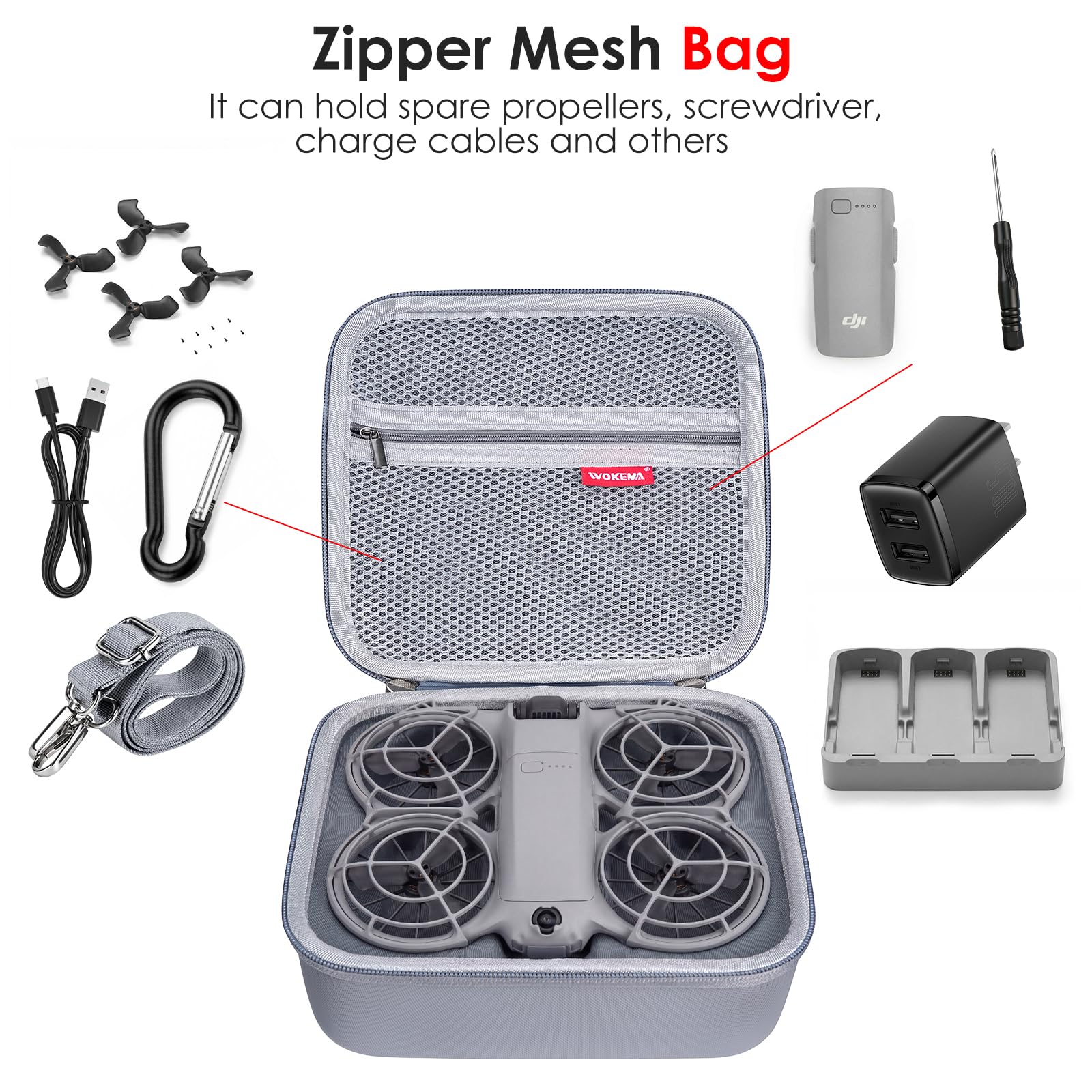 Borsa porta drone per DJI Neo 2, custodia rigida impermeabile per DJI Neo 2, borsa da viaggio in PU portatile e compatta con tracolla