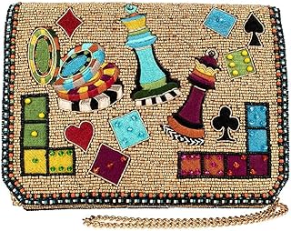 Mary Frances Game On Beaded Crossbody Clutch Handbag, Gold