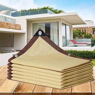 Beige Shade Netting,Outdoor Shade Cloth,Garden Shade Sails,with Eyelets Shade net,Mesh awnings for pergolas,Gardens,greenhouses,WxH-2x8m(6.6x26.2ft)