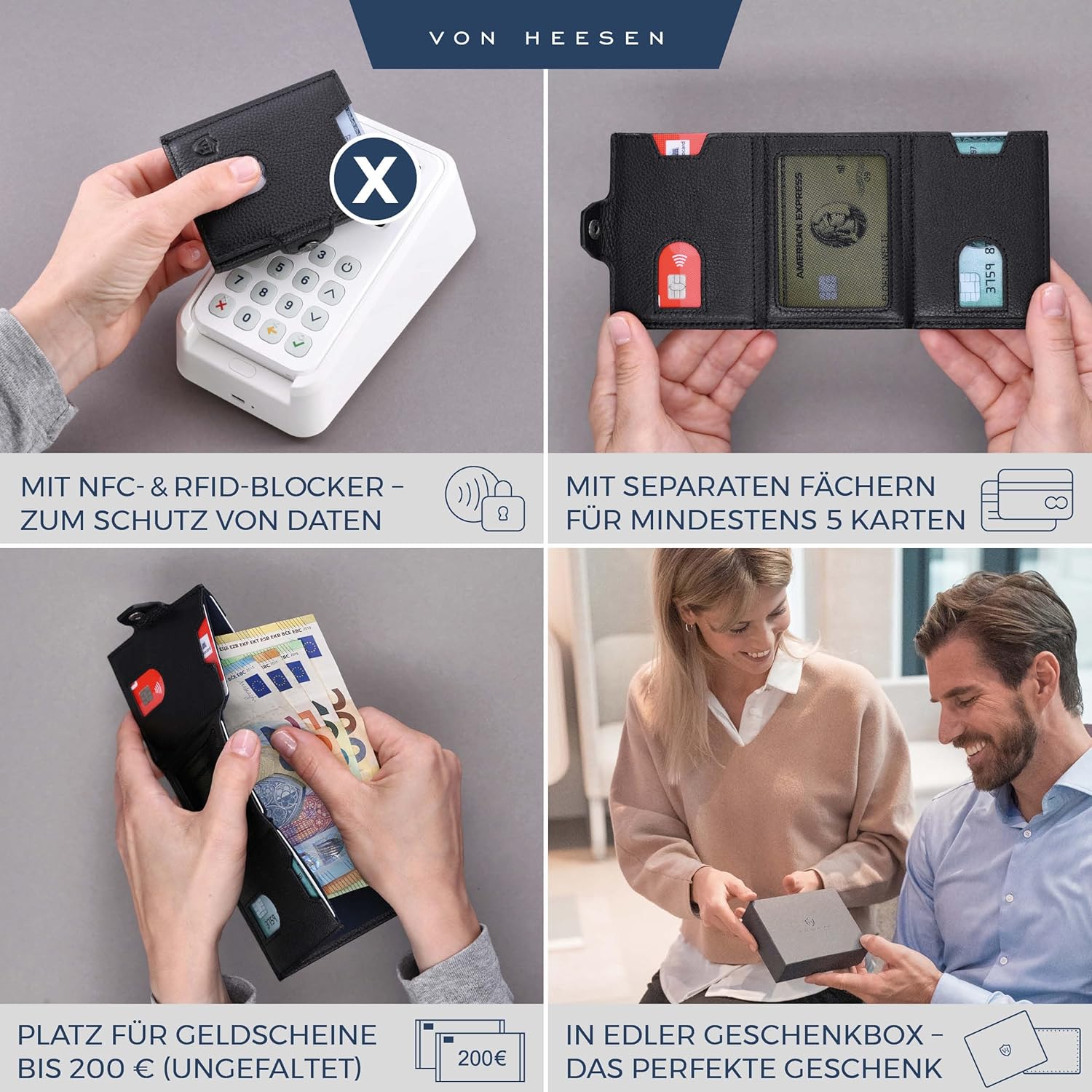Stylische Slim Wallet mit RFID Schutz – Echtleder Geldbörse für Herren & Damen