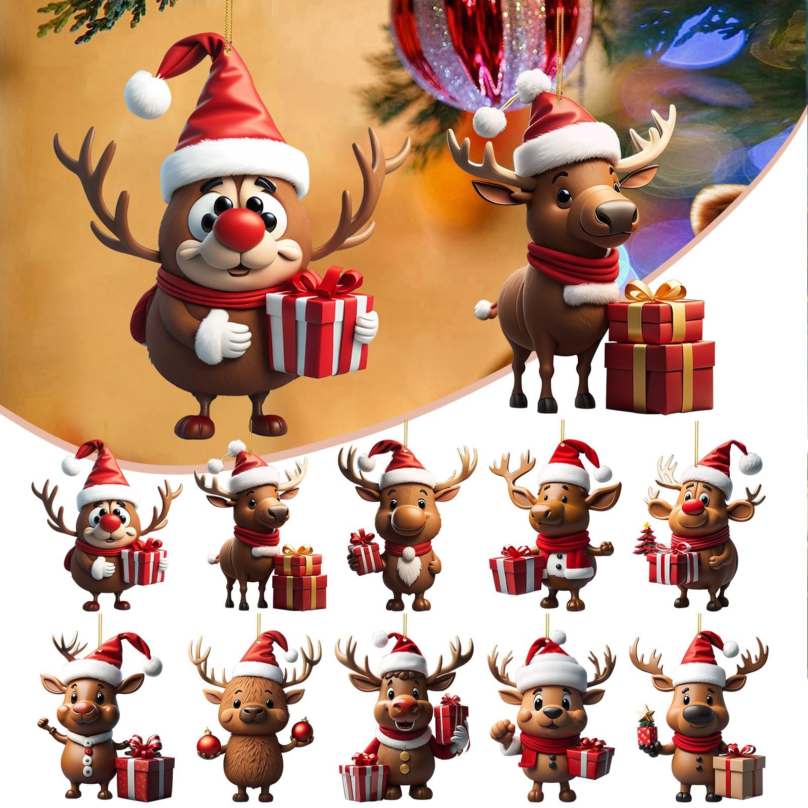 Kerstman ornamenten, vliegende draak decor, kerstboom decoraties met