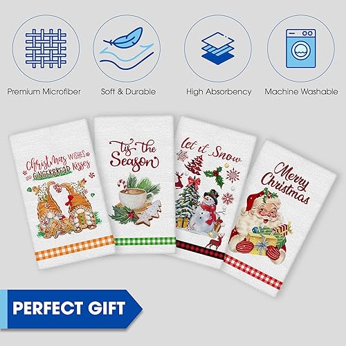 Miniatura 9 de Juego de 4 toallas de cocina divertidas, juego de 4 paños de cocina con saco de harina. Toallas de cocina absorbentes de microfibra. Gran regalo de