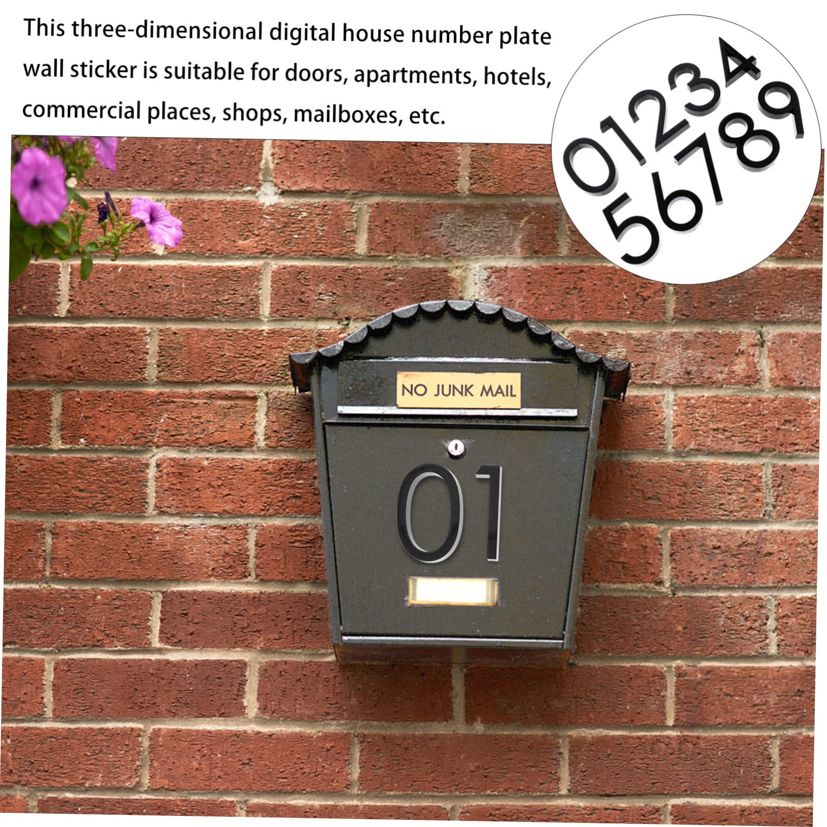 NUOBESTY 2 Ensembles Numéros De Maison Autocollants Adhésifs Pour Boîte Aux Lettres Porte Chiffres Résistants Aux Intempéries Faciles À Installer 20 Pièces * 2