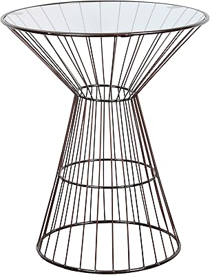 Spetebo Designer Beistelltisch aus Metall mit Holz Tischplatte