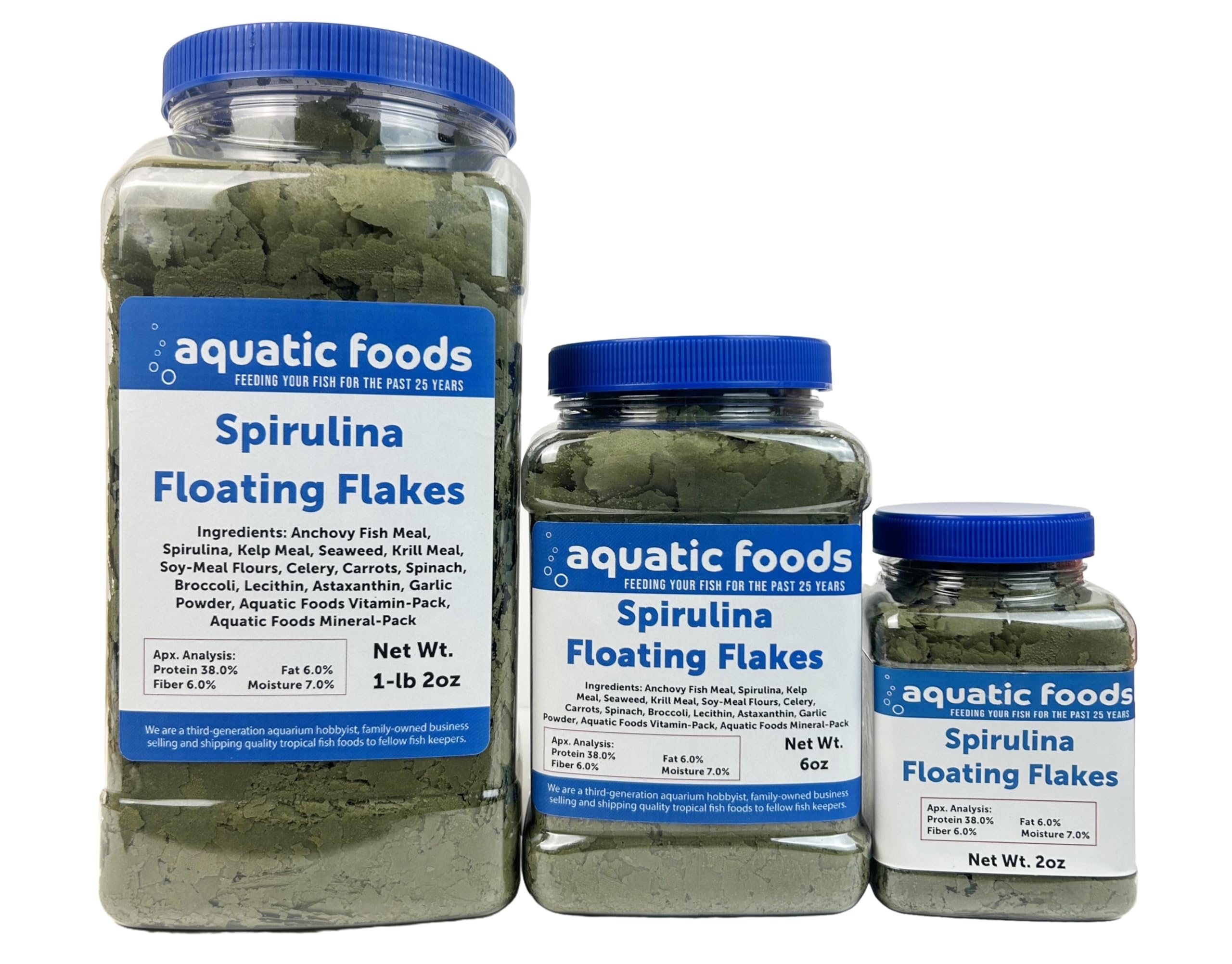 Aquatic Foods Inc. Premium Spirulina Flakes for African Cichlids, All Central and South American Cichlids, Koi, All Community Tropical Fish Also