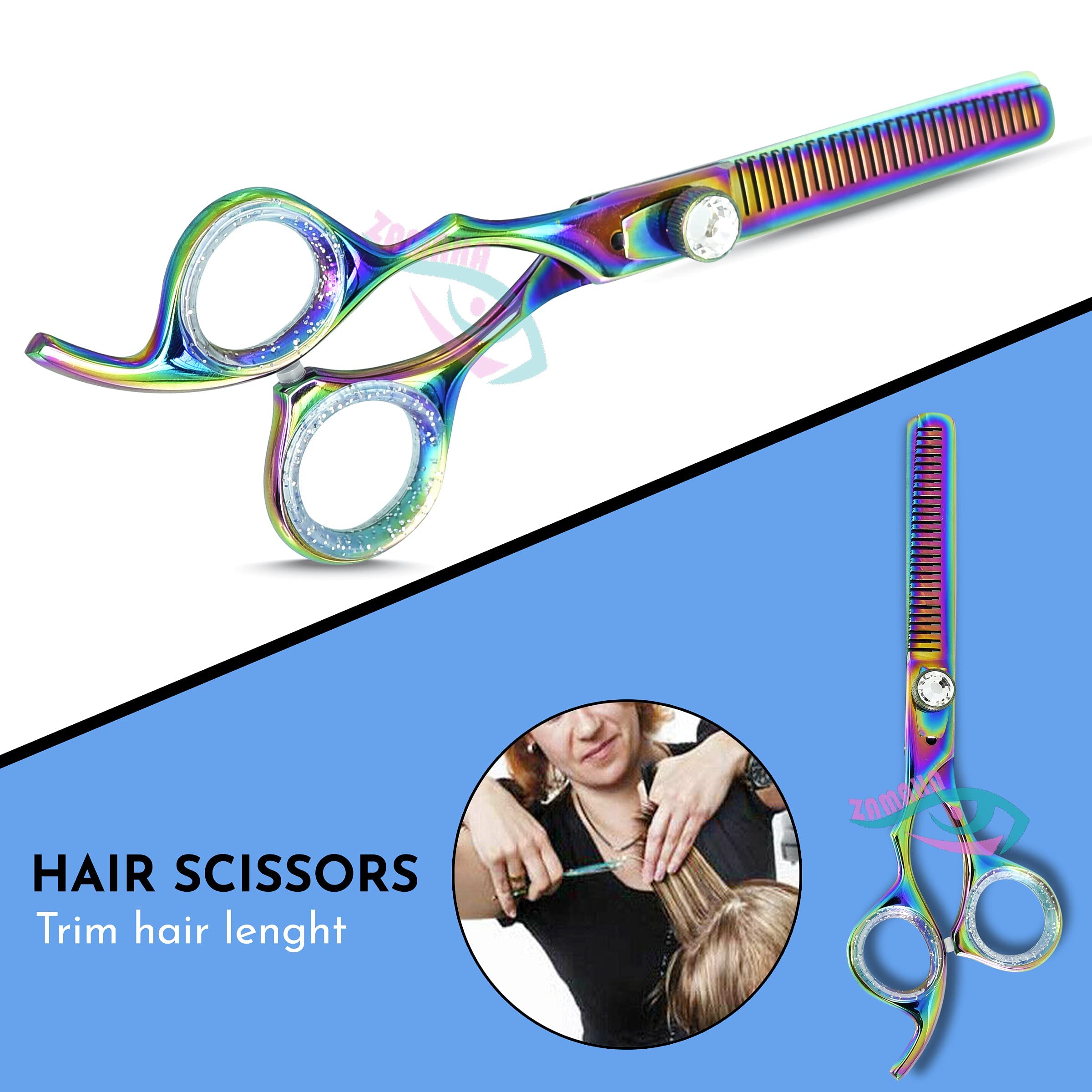 ZAMAHA 2 tijeras de peluquería de acero inoxidable para zurdos, revestidas de plasma para zurdos, 6.5 pulgadas, tijeras de corte profesional para peluquería (corte y adelgazamiento)