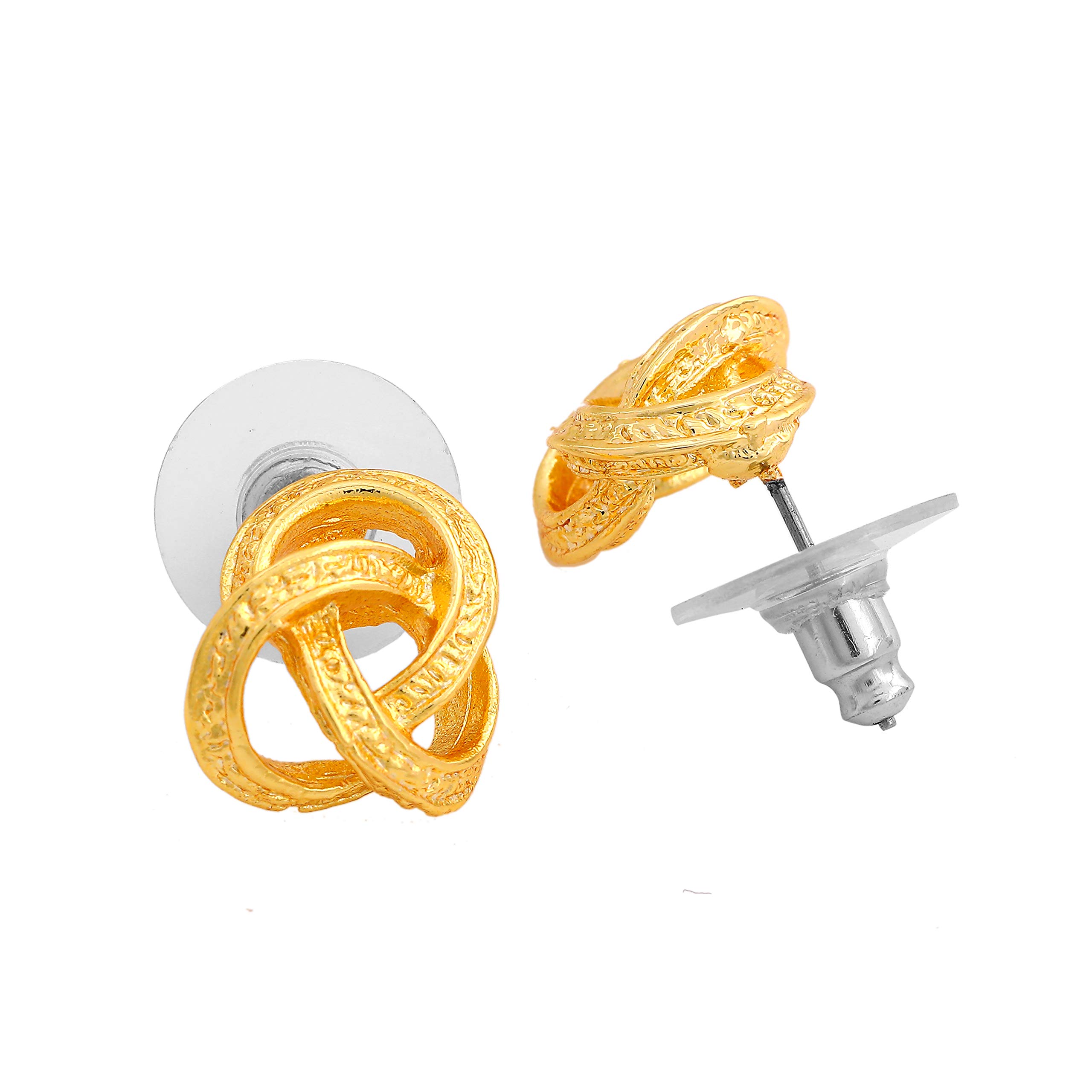 Metal Zinc Alloy Tone Pretzel Stud Earrings