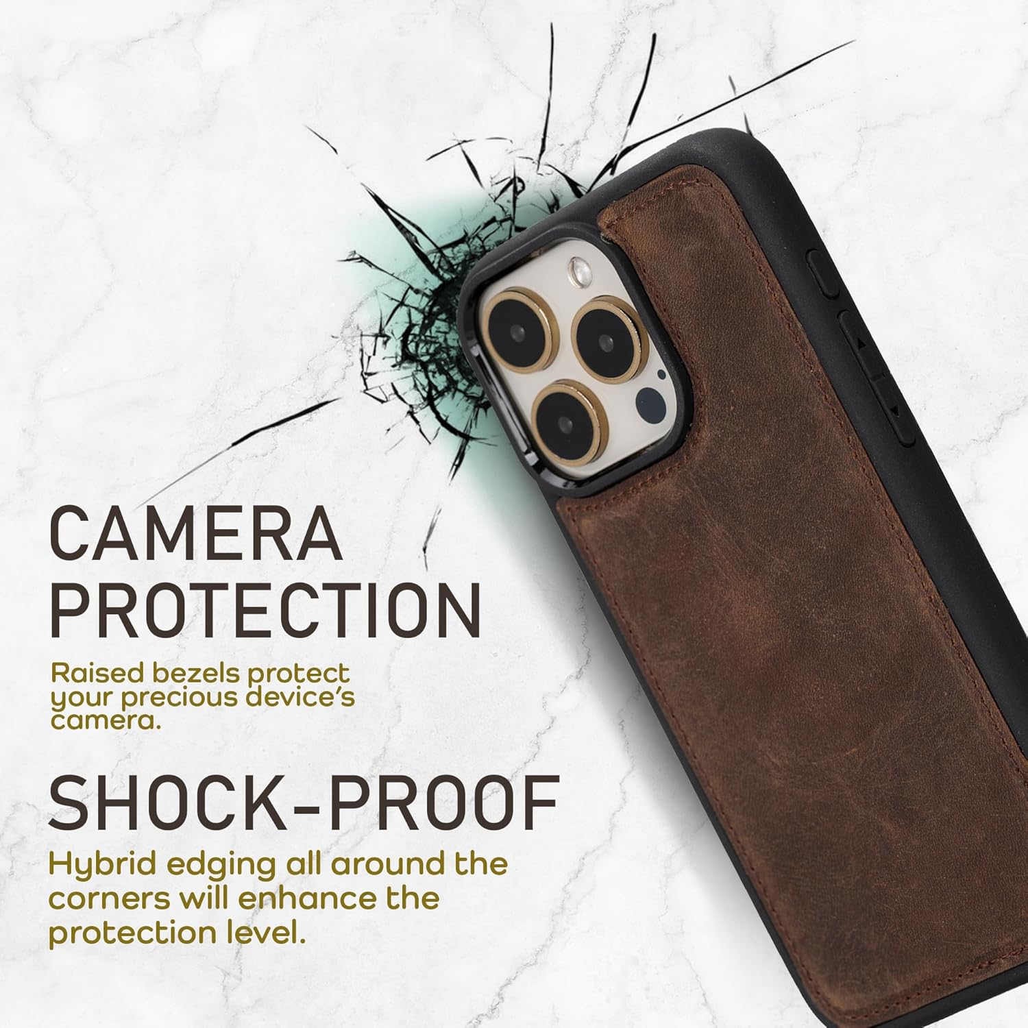 Bayelon Genuine Leather Flexible Snap-on Back Cover Case for iPhone 15 Pro Max, Phone Case iPhone 15 Pro Max, iPhone 15 Pro Max Phone Case (Dark Brown)