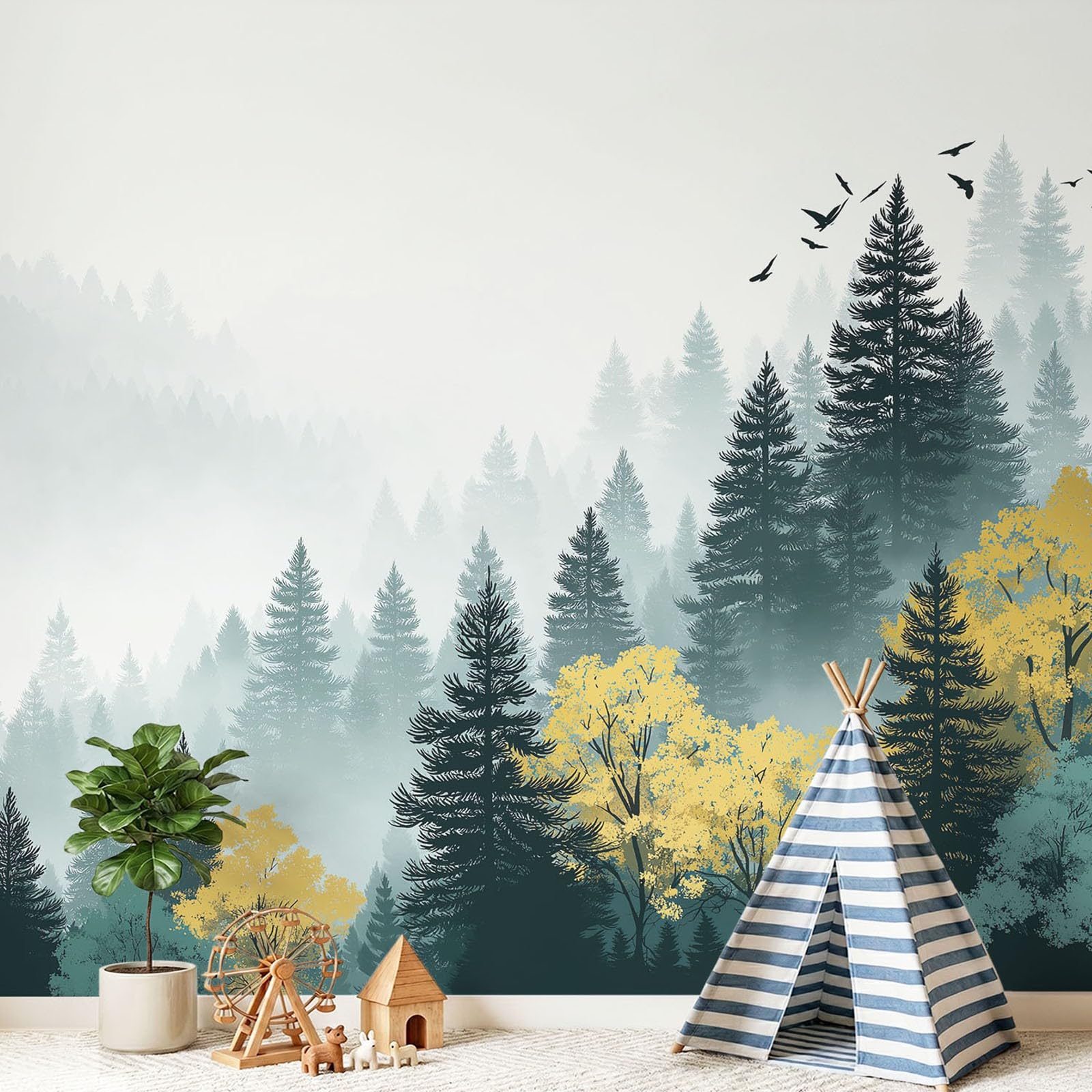 Natural, Scenery, Fresh motyw ptaka, lasu, tapeta ścienna, dekoracja ścienna, tapeta z motywem, 400 x 280 cm, dekoracja ścienna, tapeta ze wzorem do salonu, sypialni