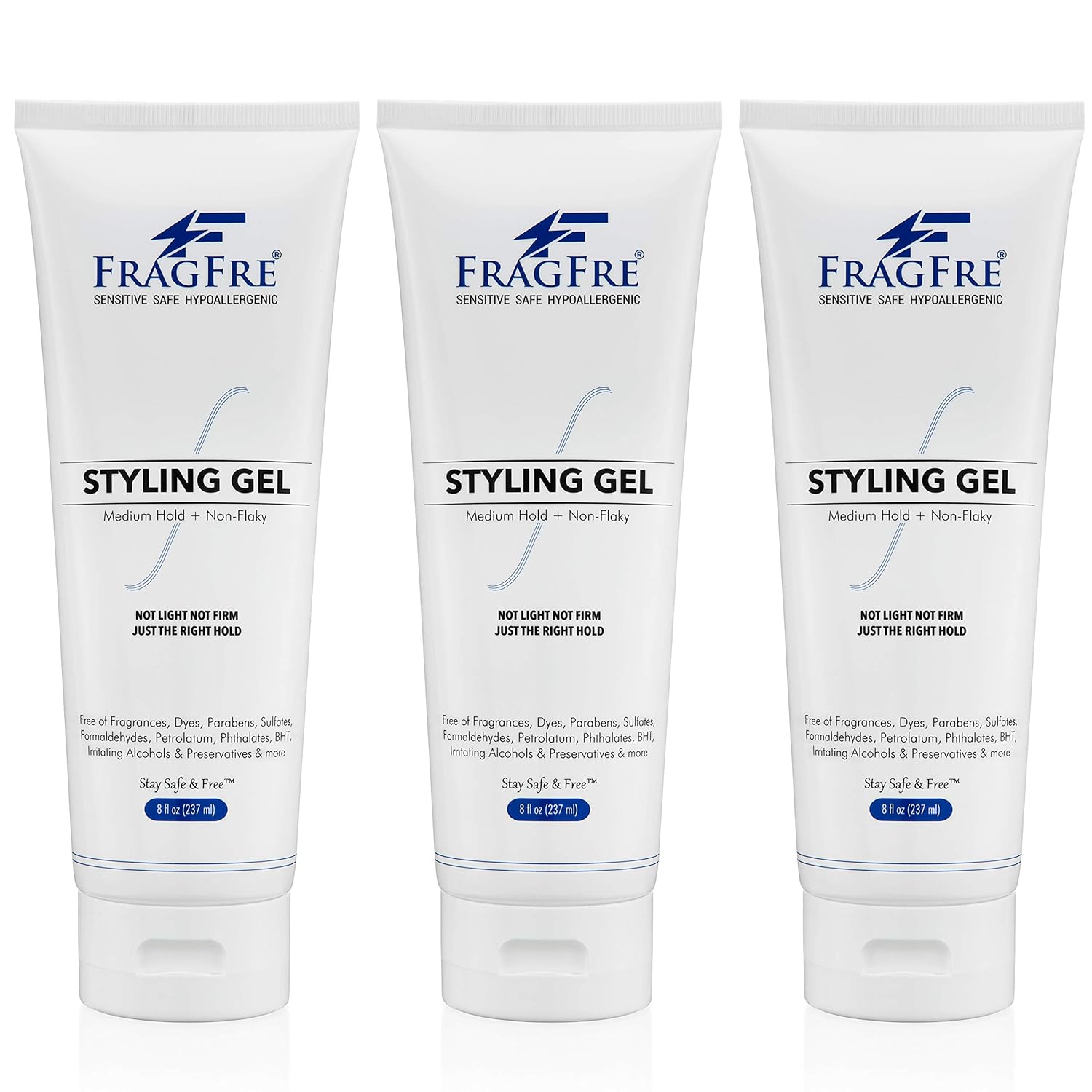 FRAGFRE Styling Gel Fragrance Free 8 oz Medium Hold - Hair Styling Gel for Sensitive Skin - Hypoallergenic Parabens Free - Gluten Free Vegan Cruelty Free - for Men Women and Children : Beauty & Personal Care