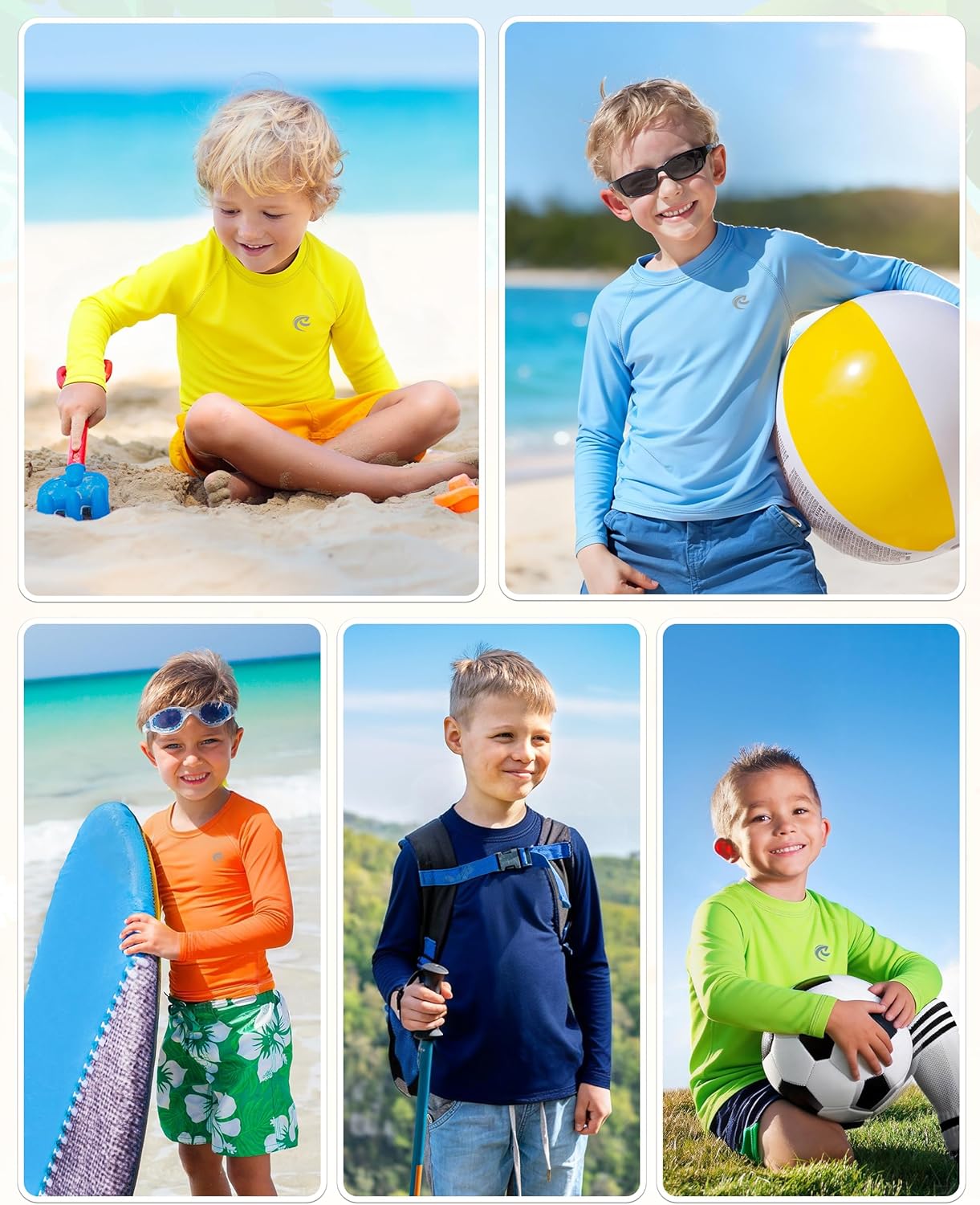 Boys UPF 50+ Swim Shirt Long Sleeve, 1 or 2 Pack UV Sun Protection Rash Guard, Youth Kids SPF Water Shirts for Beach Surf - Image 2