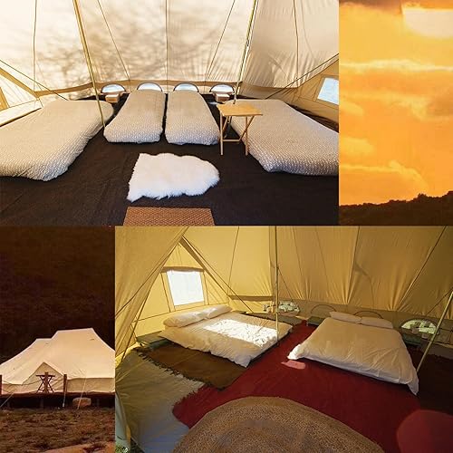 Miniatura 5 de Playdo Tienda de campaña grande de lona para 4 estaciones, tienda de campaña para yurtas con estufa Jack para acampar Festival (tamaño 19.6 pies de