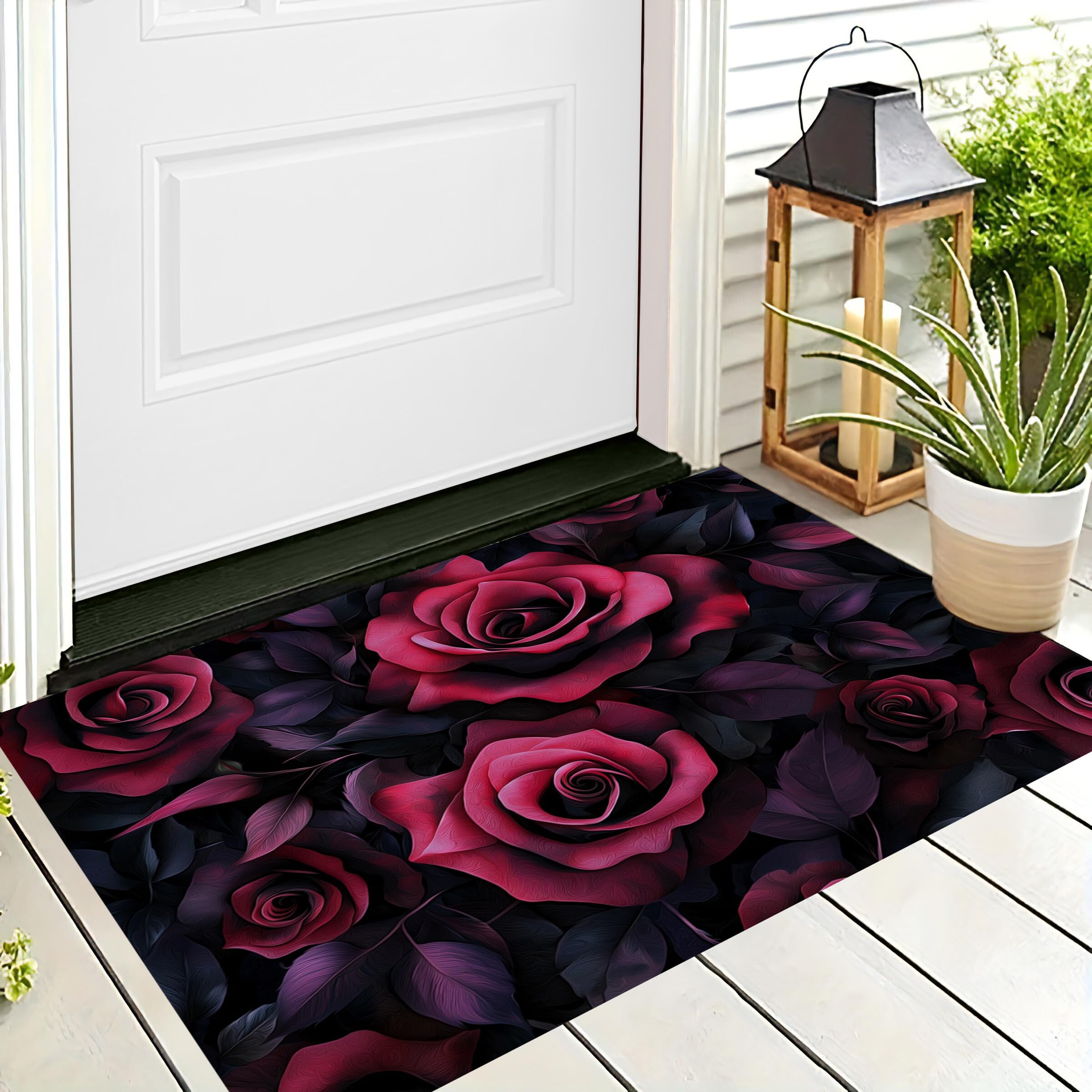 Impression 3D de paillassons rouge fleurs de rose haut de gamme 60x90