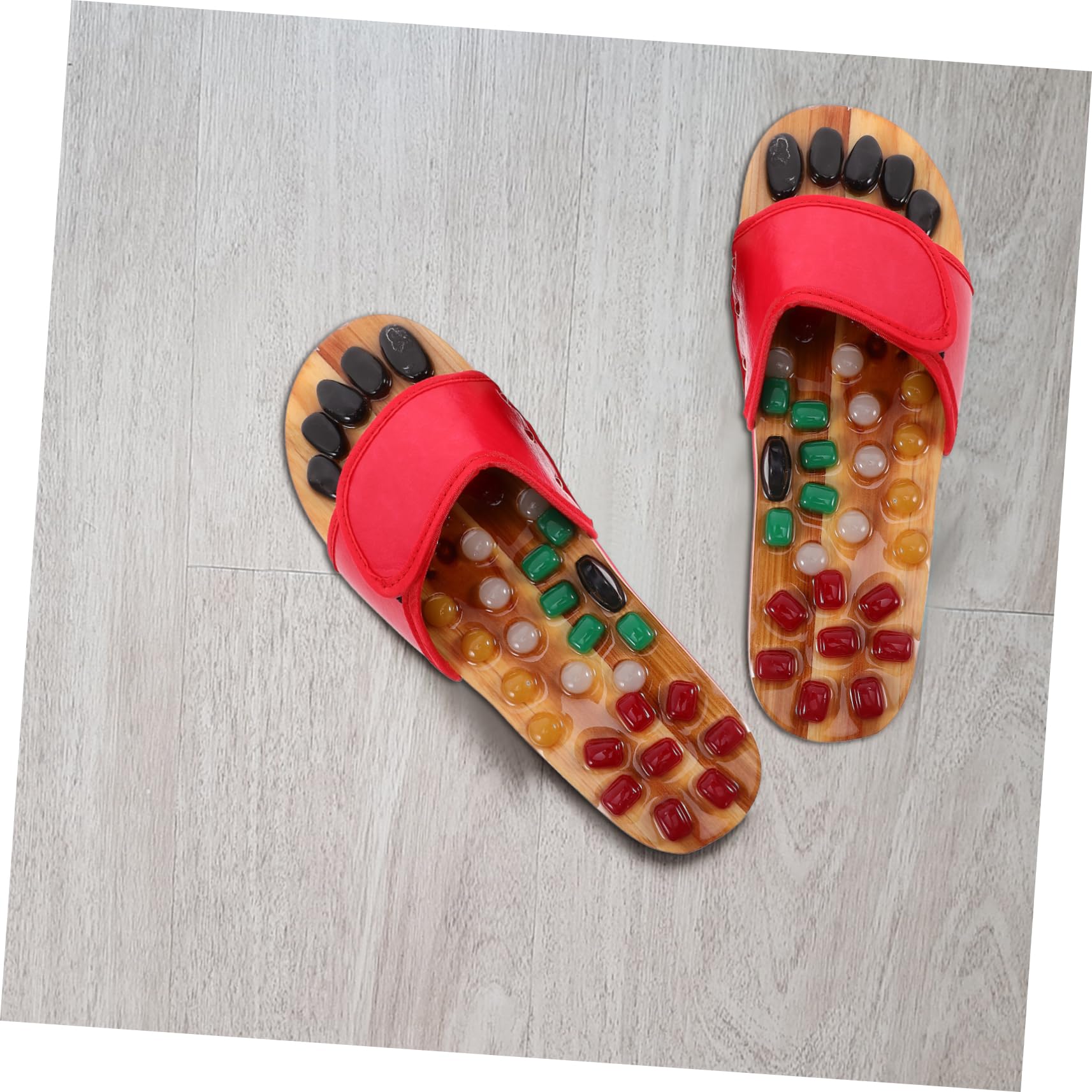 Fußakupunktur Sandalen Rot Größe 39-40 aus Jade Massage