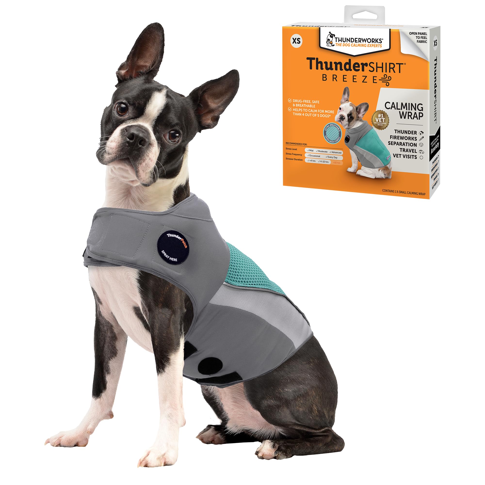 Amazon | ThunderShirt Breeze for Dogs、XS、アクア、エクストラ通気