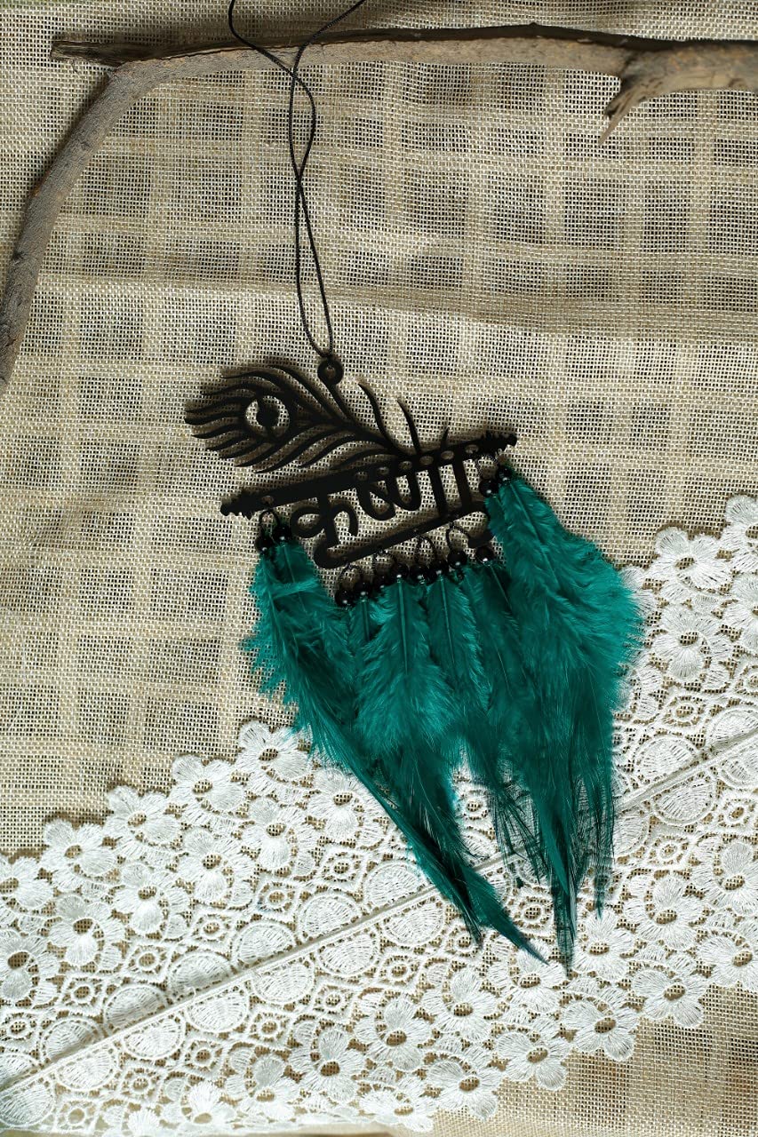 BE MALL Car Hanging Catcher Krishna Mor Pankh Handmade Hangings for Positivity-Home Decor Accents, Wall Hangings Door Welcome Dream Catcher