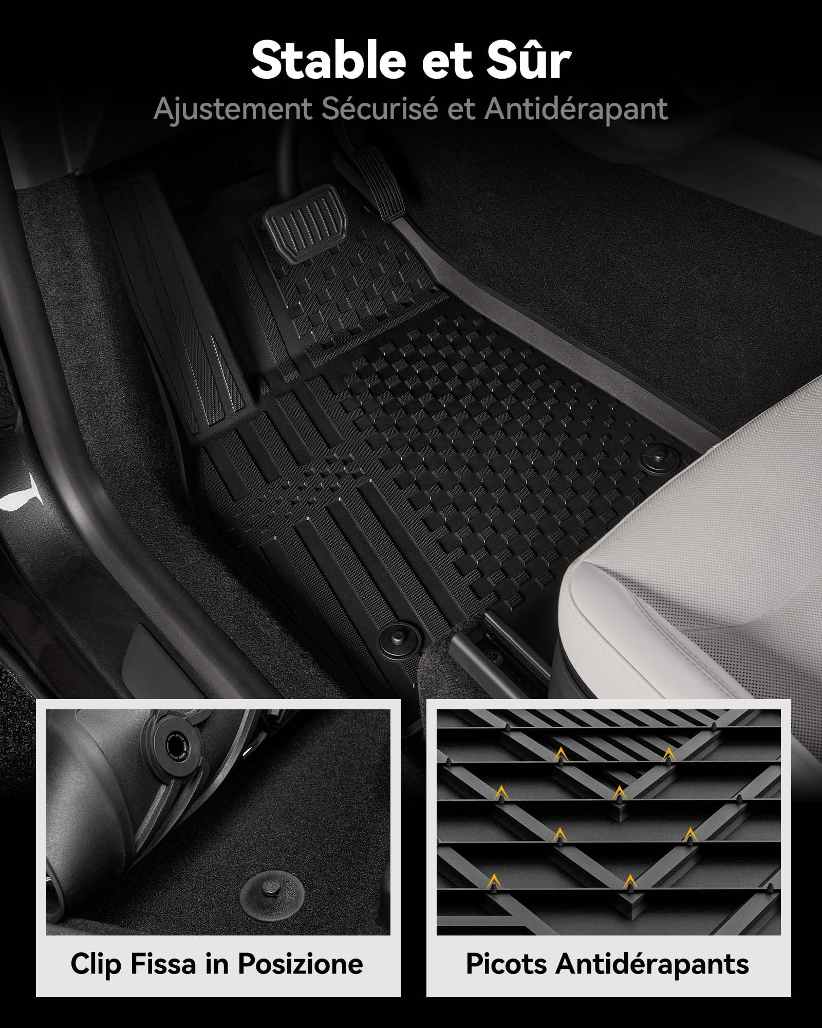 3W Tapis de Sol pour Tesla Model Y Juniper 2025 2026, Compatible avec Model Y Standard 2026 et Premium/Performance, Set 4 Pièces en Thorex™, Protection Toutes Saisons, Antidérapant et Imperméable