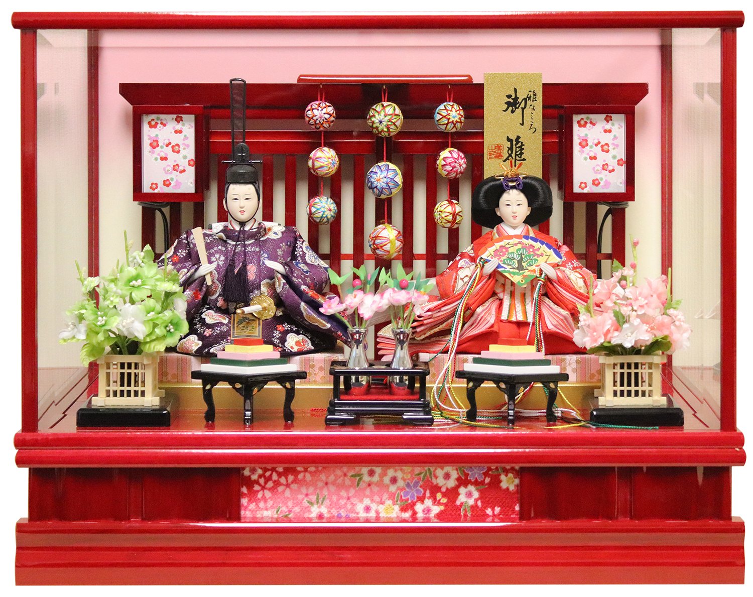 Amazon | 雛人形 ケース入り親王飾り 吊るし付き 間口53×奥行33