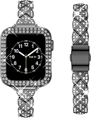 Miniatura 1 de Secbolt Correa delgada compatible con Apple Watch Band de 1.49, 1.57, 1.61, 1.65, 1.73 y 1.77 pulgadas, para mujer, pulsera de metal elegante con