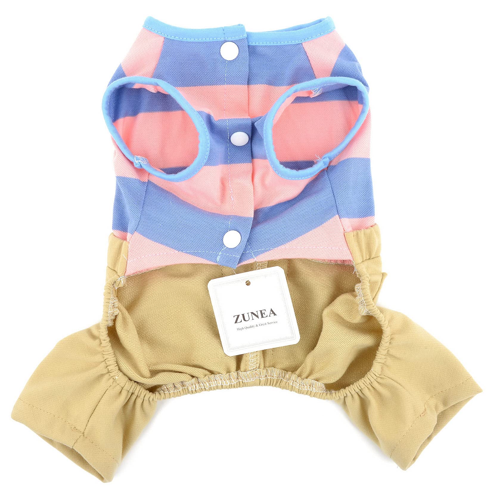 Zunea Hundepyjama Aus Weicher Baumwolle – Gestreifter Jumpsuit Für Kleine Hunde Wie Chihuahua (Größe M, Rosa)