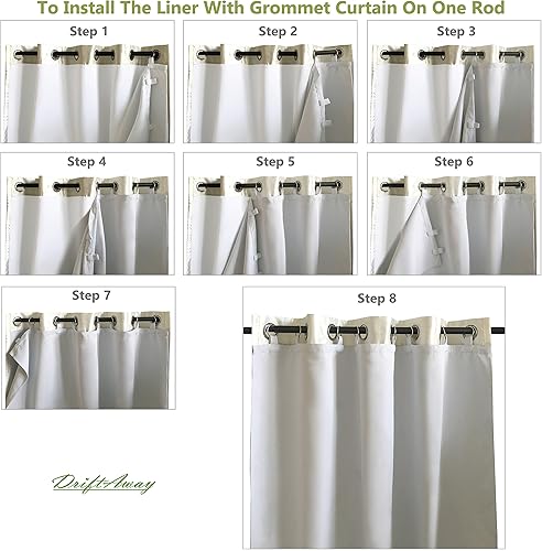 Miniatura 6 de DriftAway Forro de cortina opaca con aislamiento térmico, 2 paneles de cada forro de 50 x 68 pulgadas, anillos incluidos