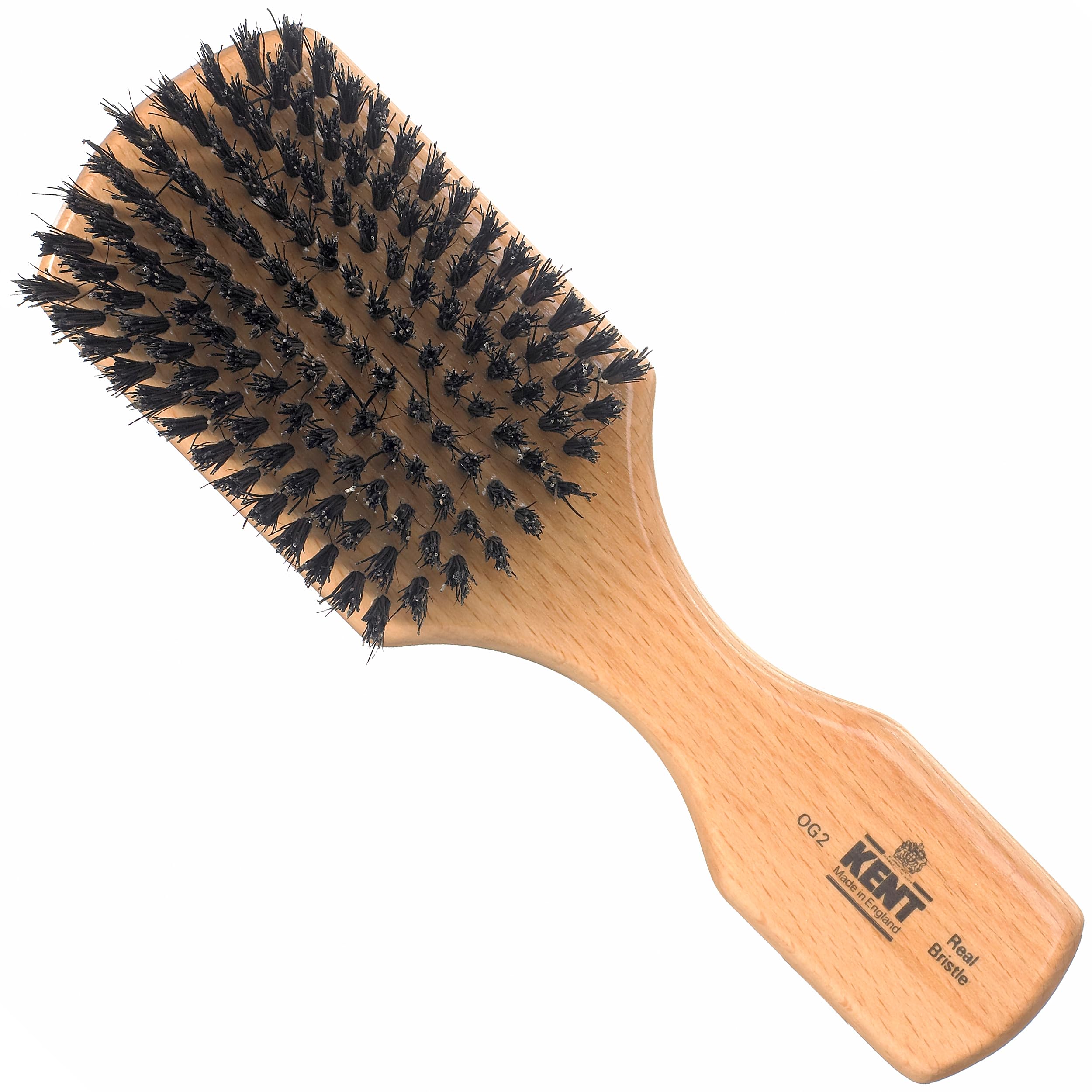 Kent Rectangular Club Handled Black Bristle Brush - OG2 (PACK OF 1), 1 Unità (Confezione da 1)