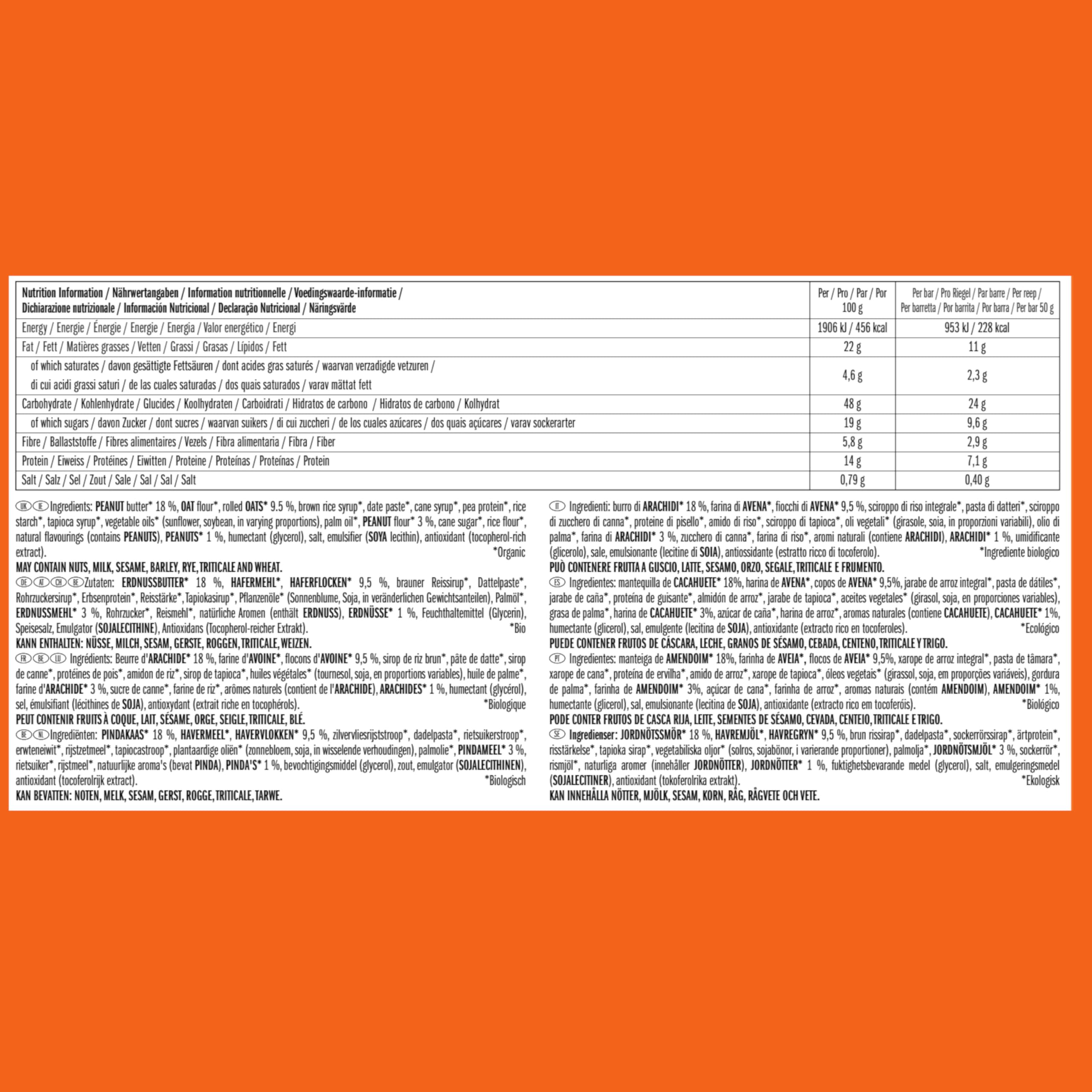CLIF Nut Butter Bar | Barretta Proteica con 7g di Proteine ​​Vegetali | Peanut Butter | Snack Bar Biologiche | 12 x 50 g