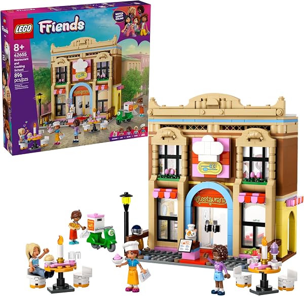 LEGO Friends Restaurant and Cooking School Toy Building Set - Restaurant Pretend Play Set for Kids, Girls and Boys, Ages