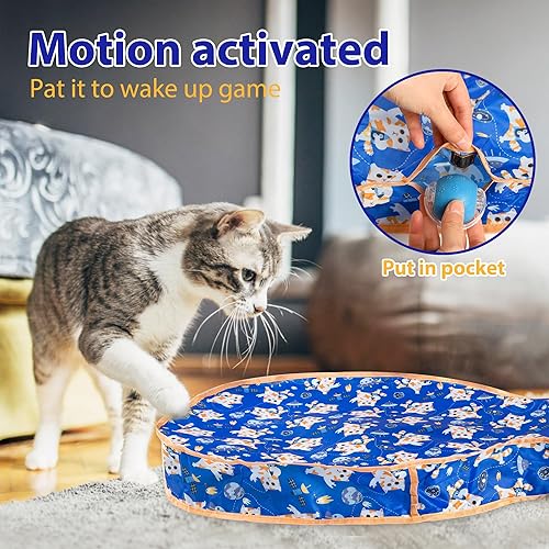 Miniatura 2 de Juguetes interactivos para gatos, bola rodante rápida en el bolsillo de juego, bola móvil activada por movimiento automático, juego de captura de