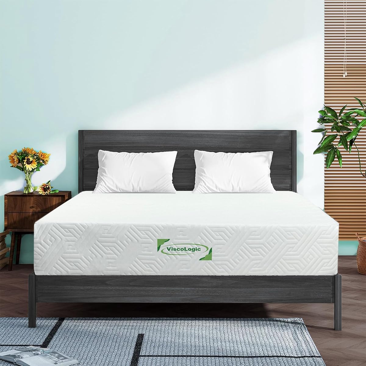 Viscologic 10 inch Queen Size Gel Infused Cool Sleep Supportive Hypoallergenic Gel Infused Reversible Foam Mattress, Perfect for Platform Bed, Bed Base, CertiPUR-US Certified Foam