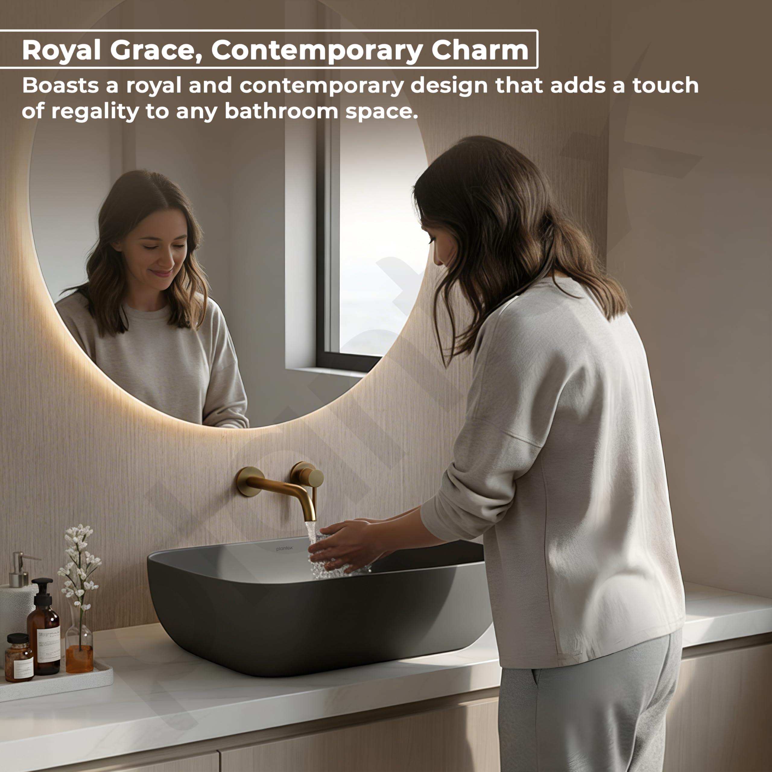 Plantex Ceramic Wash Basin - Cloud Grey -6