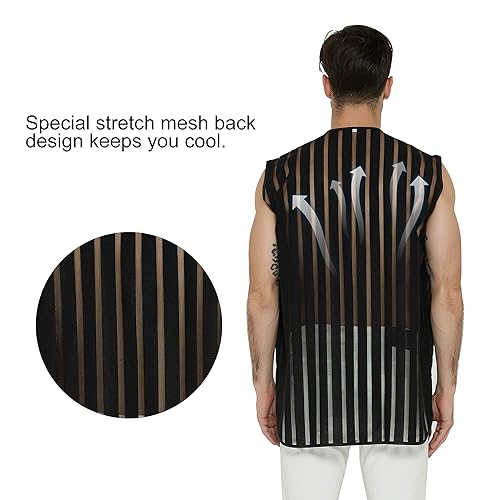 Miniatura 2 de PERFEHAIR Chaleco estilista de peluquero para hombres, chaqueta de peluquería de peluquería de peluquería, ropa de bata-negro