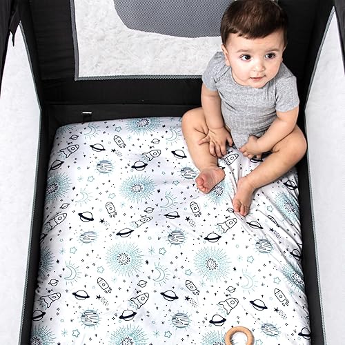 Miniatura 6 de The Peanutshell Pack n Play - Sábanas bajeras para cuna, sábanas para corral, juego de cama portátil para cuna para niño o niña, espacio celestial,