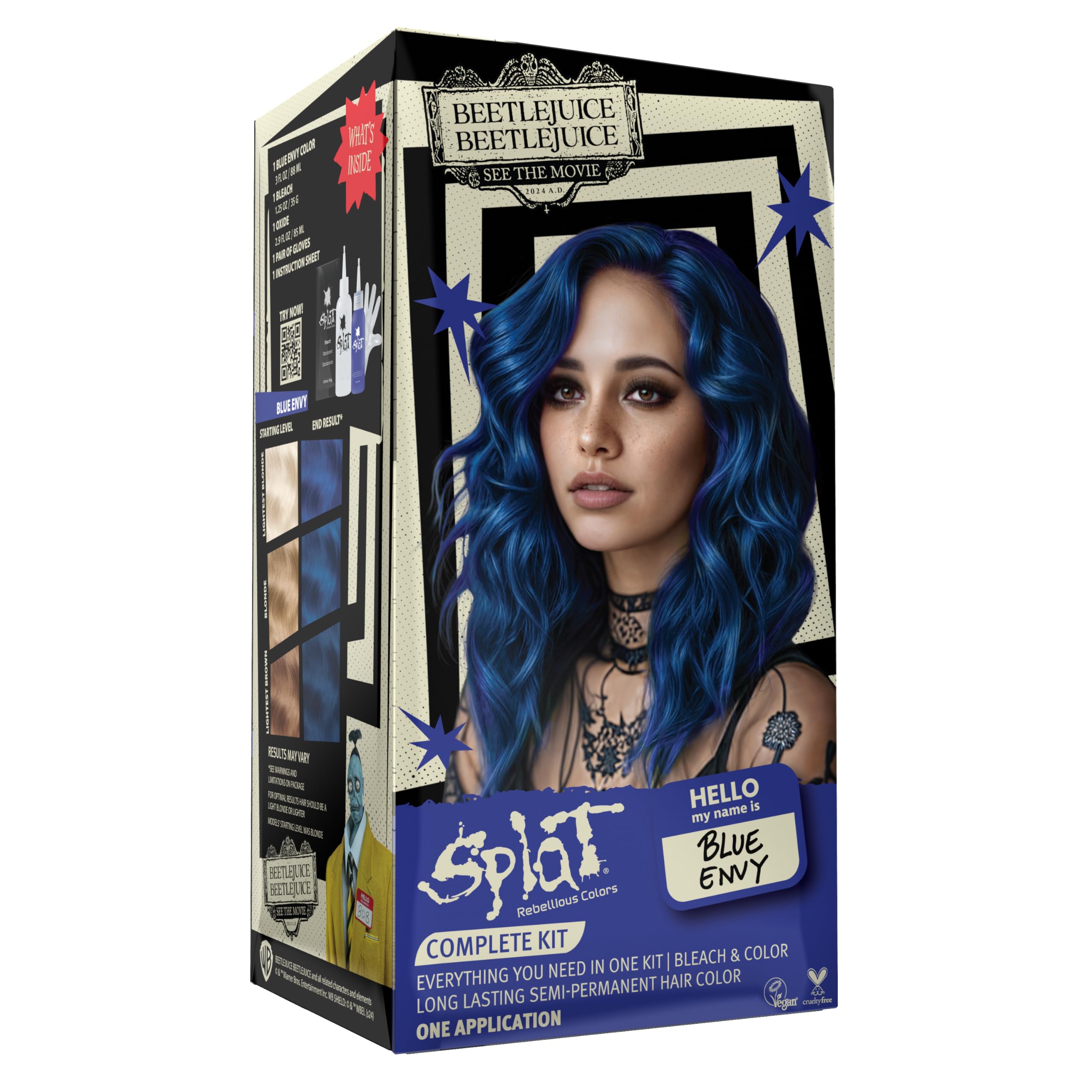 Beetlejuice Beetlejuice Splat Complete Kit Semi-Permanent Hair Dye, Blue Envy