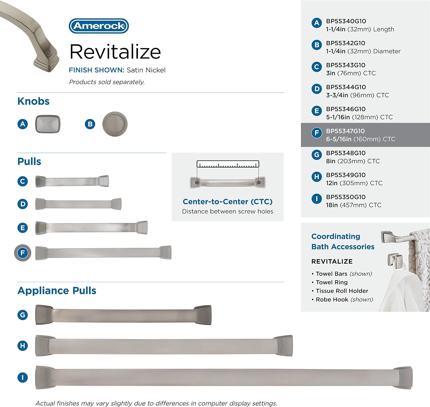 Amerock | Cabinet Pull | Satin Nickel | 6-5/16 inch (160 mm) Center to Center | Revitalize | 1 Pack | Drawer Pull | Drawer Handle | Cabinet Hardware