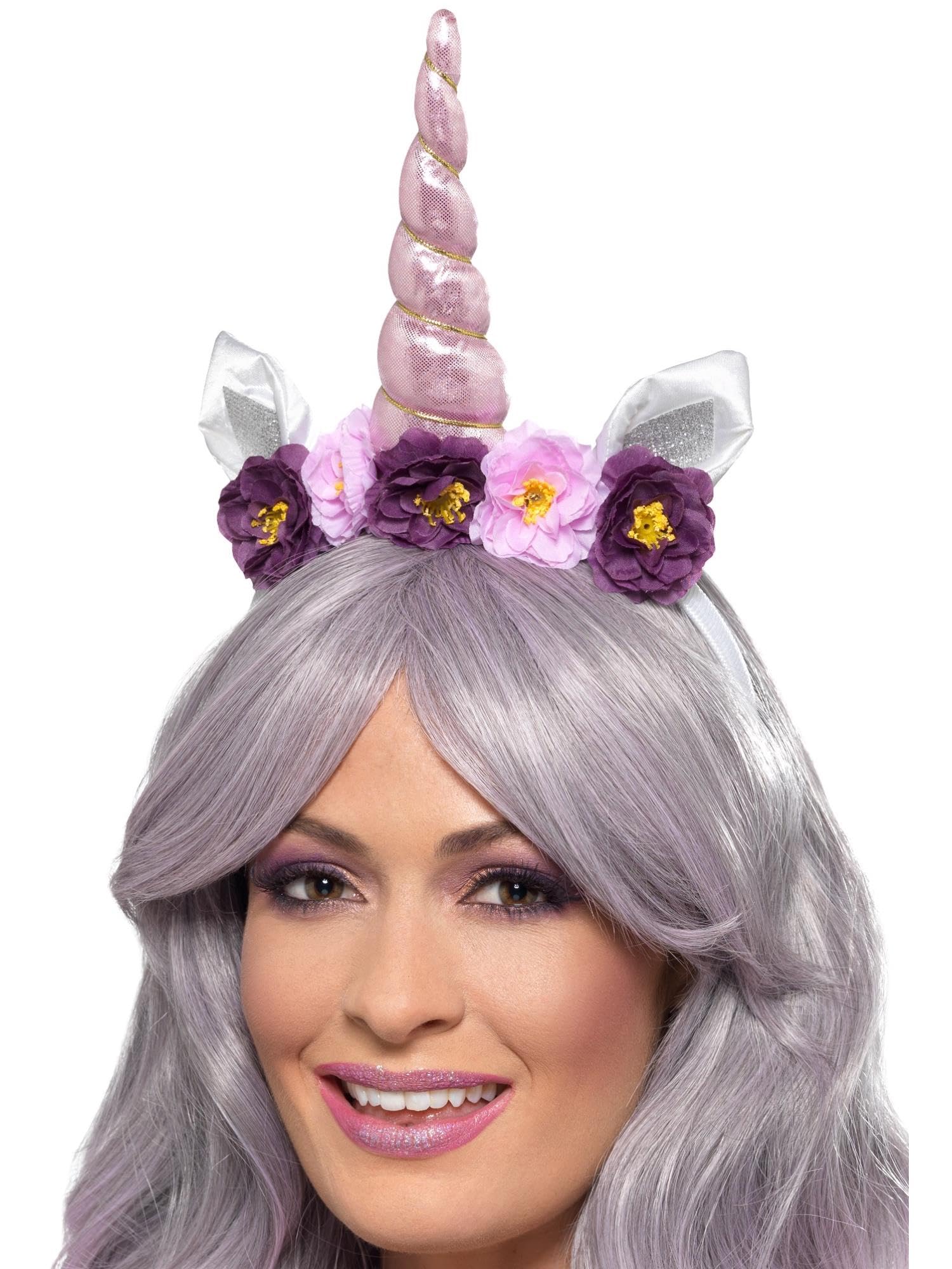 Smiffys Unicorn Headband, Multi-Coloured Adult, Party Animals Fancy Dress, Unicorn Dress Up Accessories Halloween