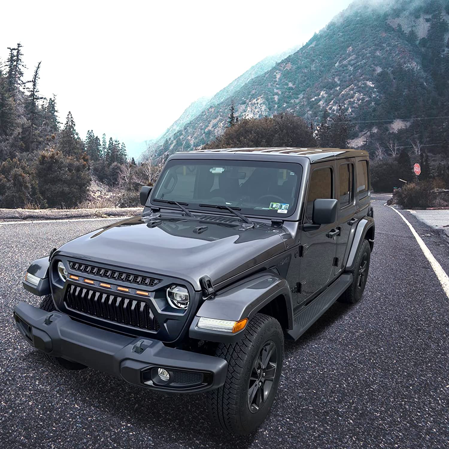 Buy ToxicStorm Mesh Grille Front Grill Cover Matte Black with Amber LED